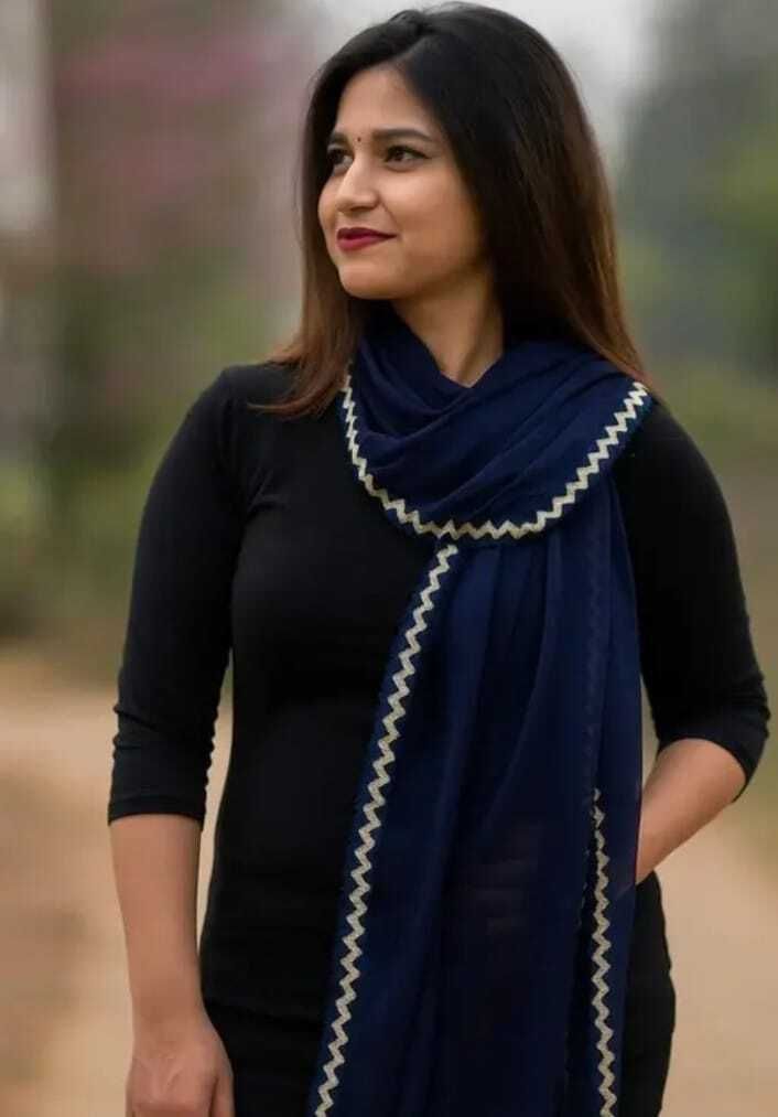 Chiffon Solid Dark Blue Women Dupatta-image-17