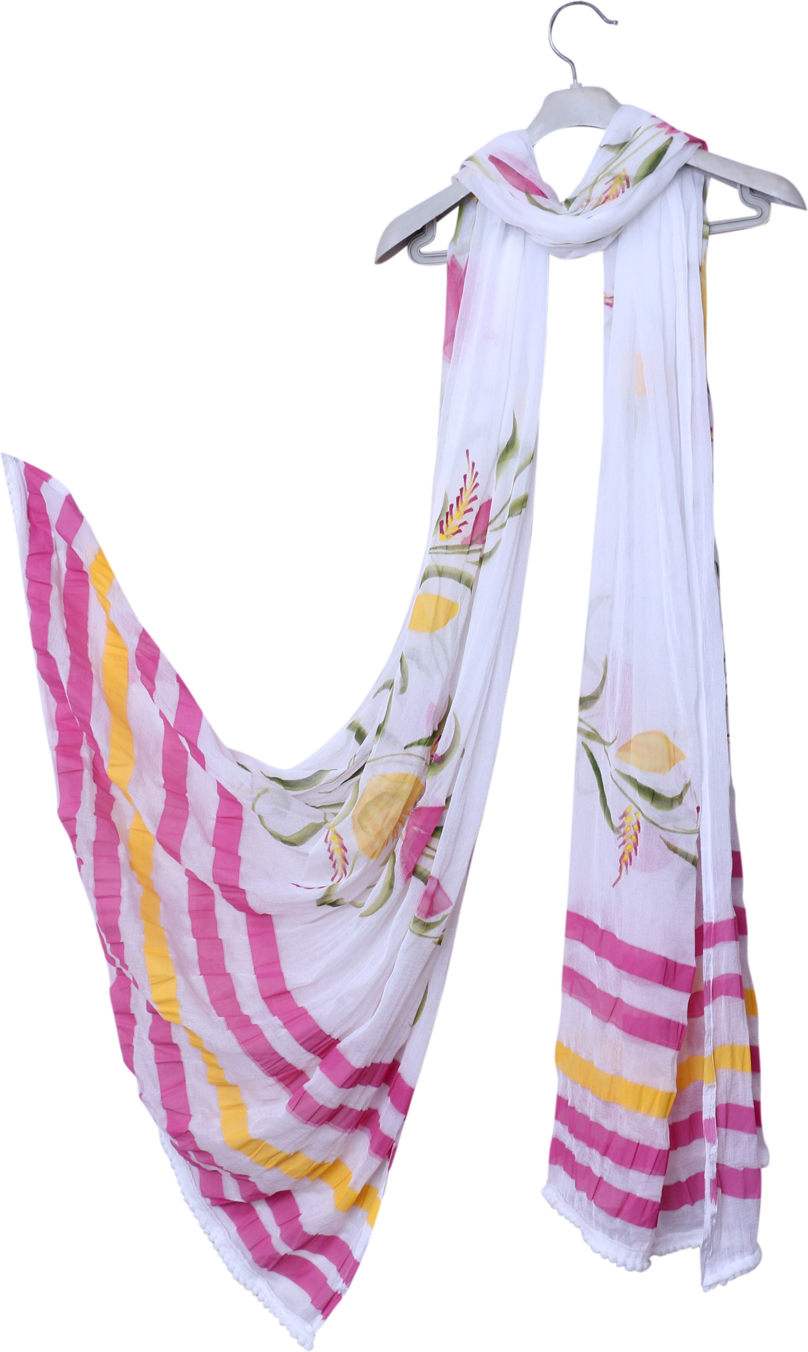 Chiffon Printed, Floral Print Multicolor Women Dupatta