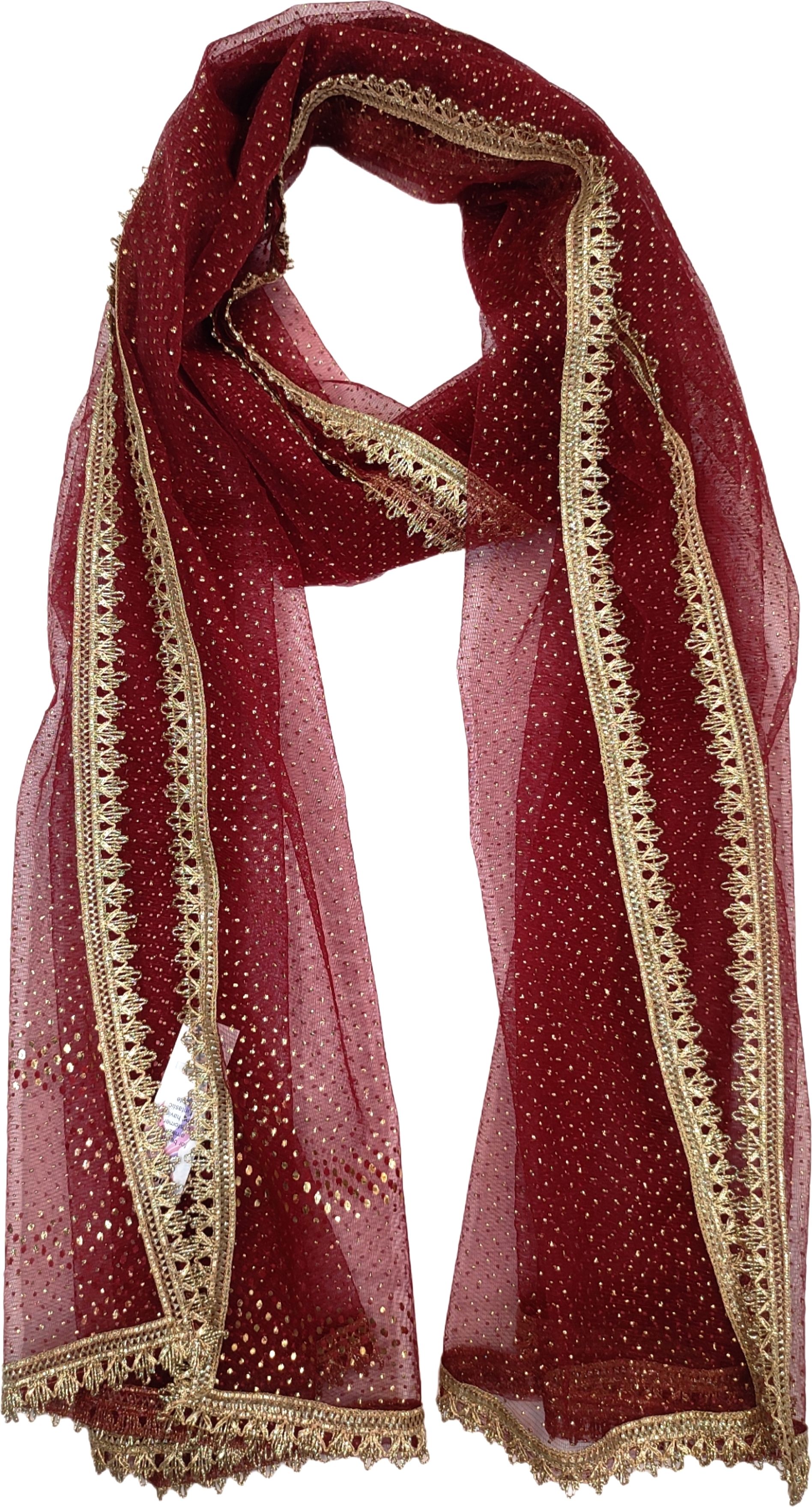 Net Embellished Maroon, Gold Men Dupatta-image-0