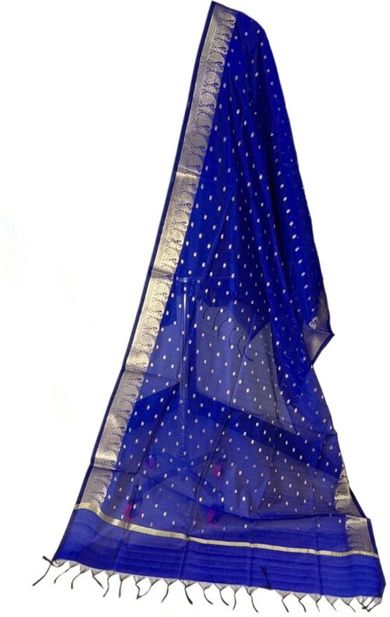 the sdf india Jacquard Woven Blue Women Dupatta-picture-12
