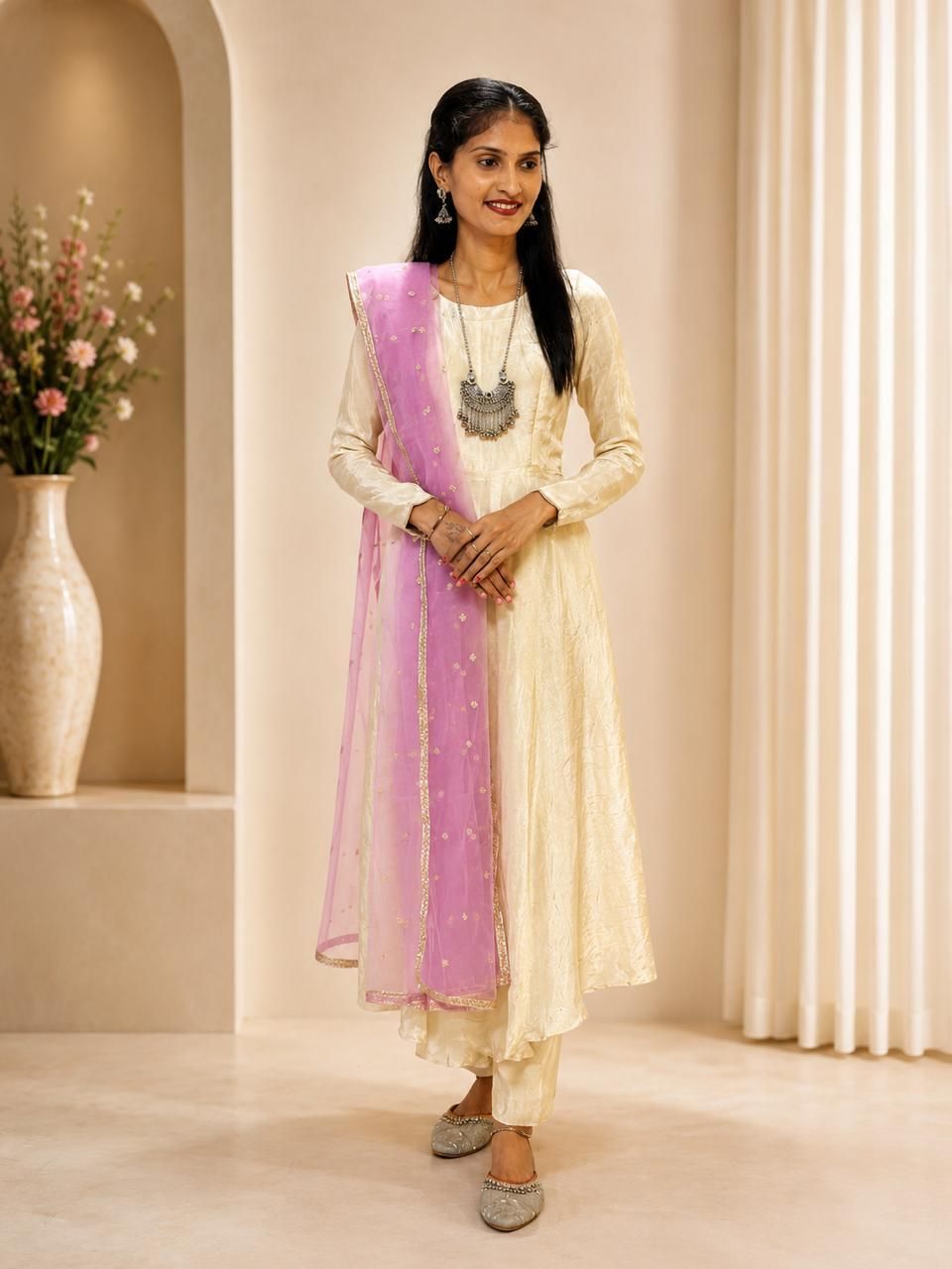 Net Embroidered Multicolor Women Dupatta-image-5