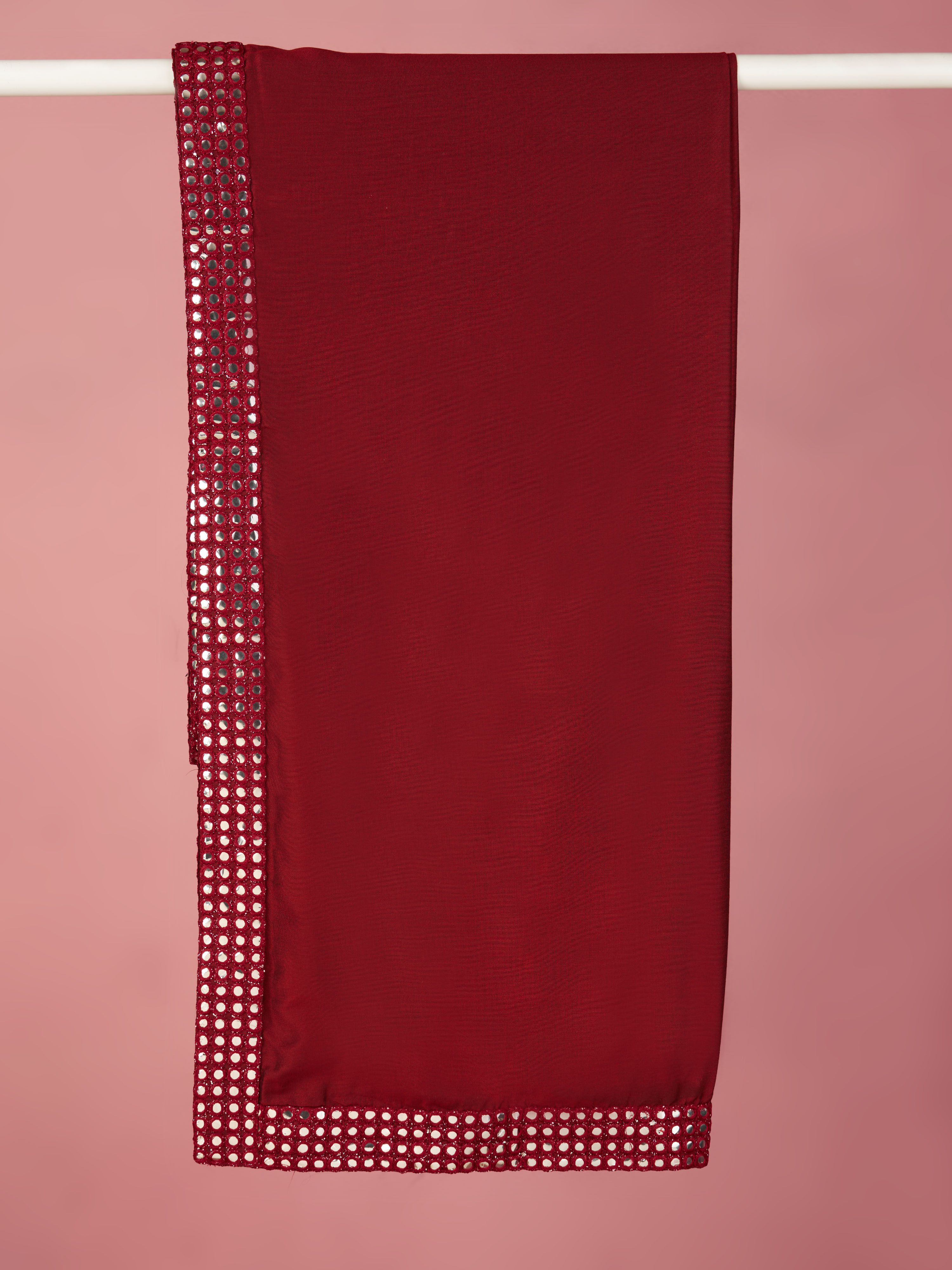 Viscose Blend Embroidered Maroon Men Dupatta-image-40