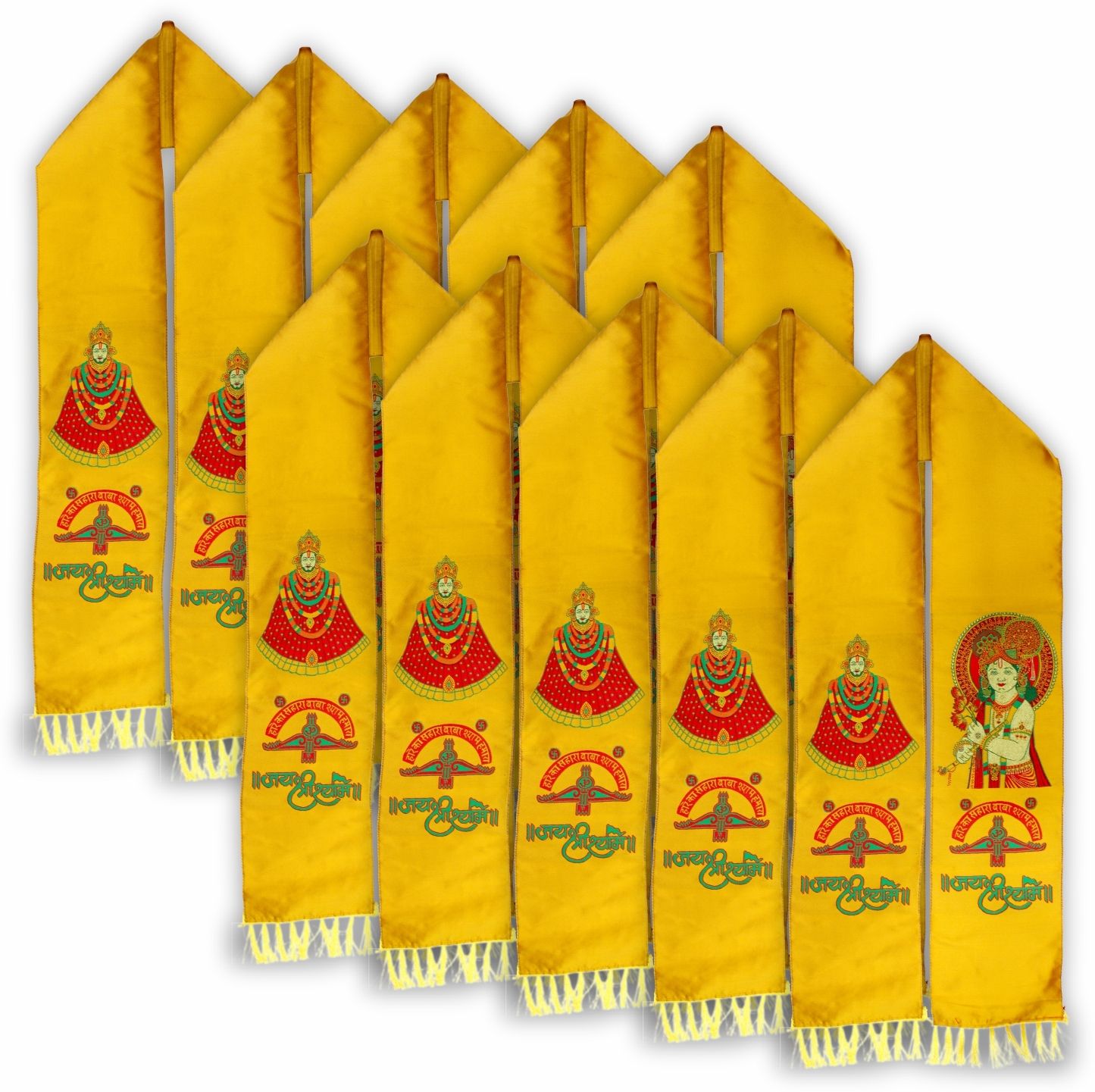 Cotton Silk Embroidered Yellow Men Dupatta-image-3