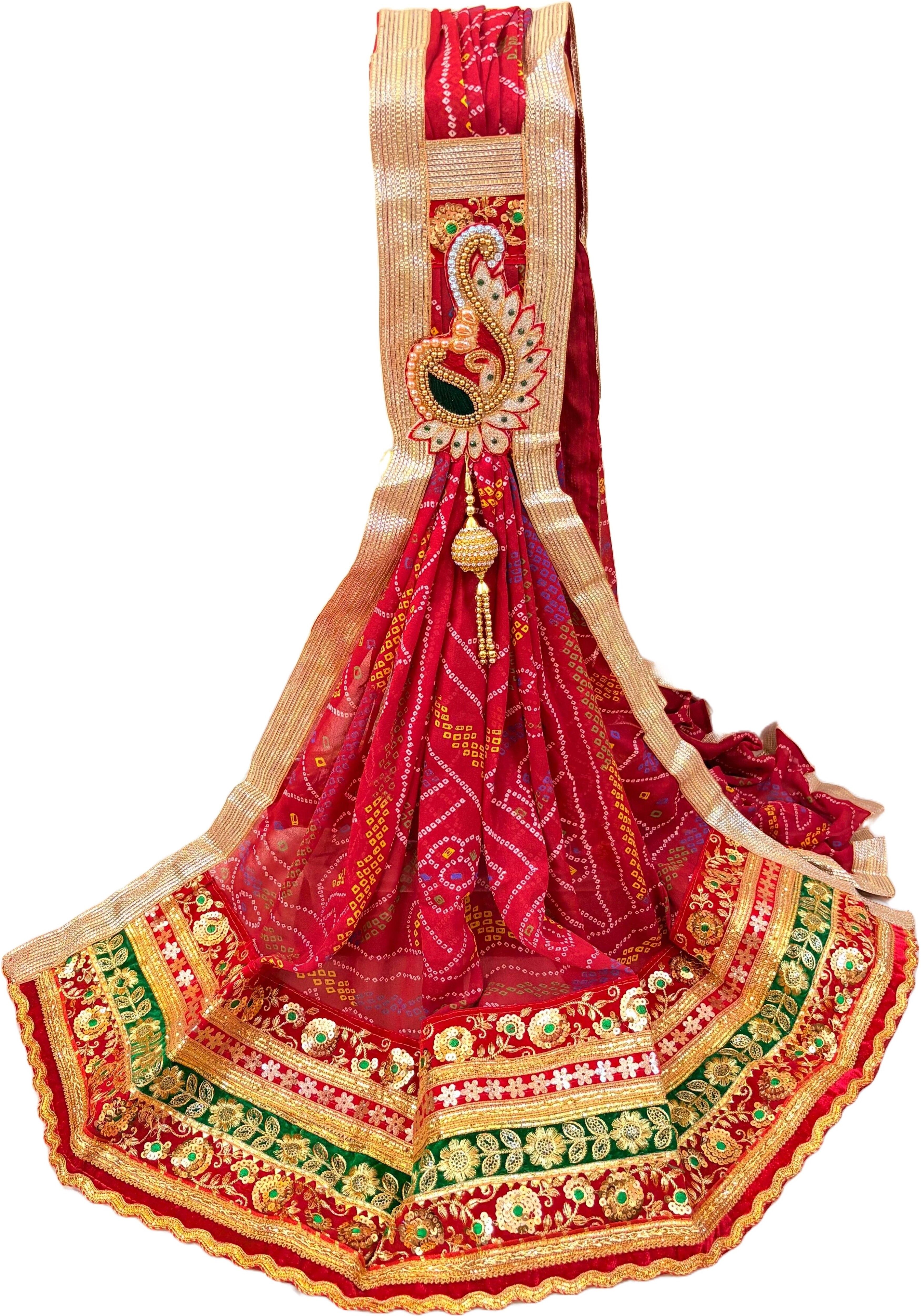 agrawal creations Poly Georgette Embroidered Red Women Dupatta-picture-43