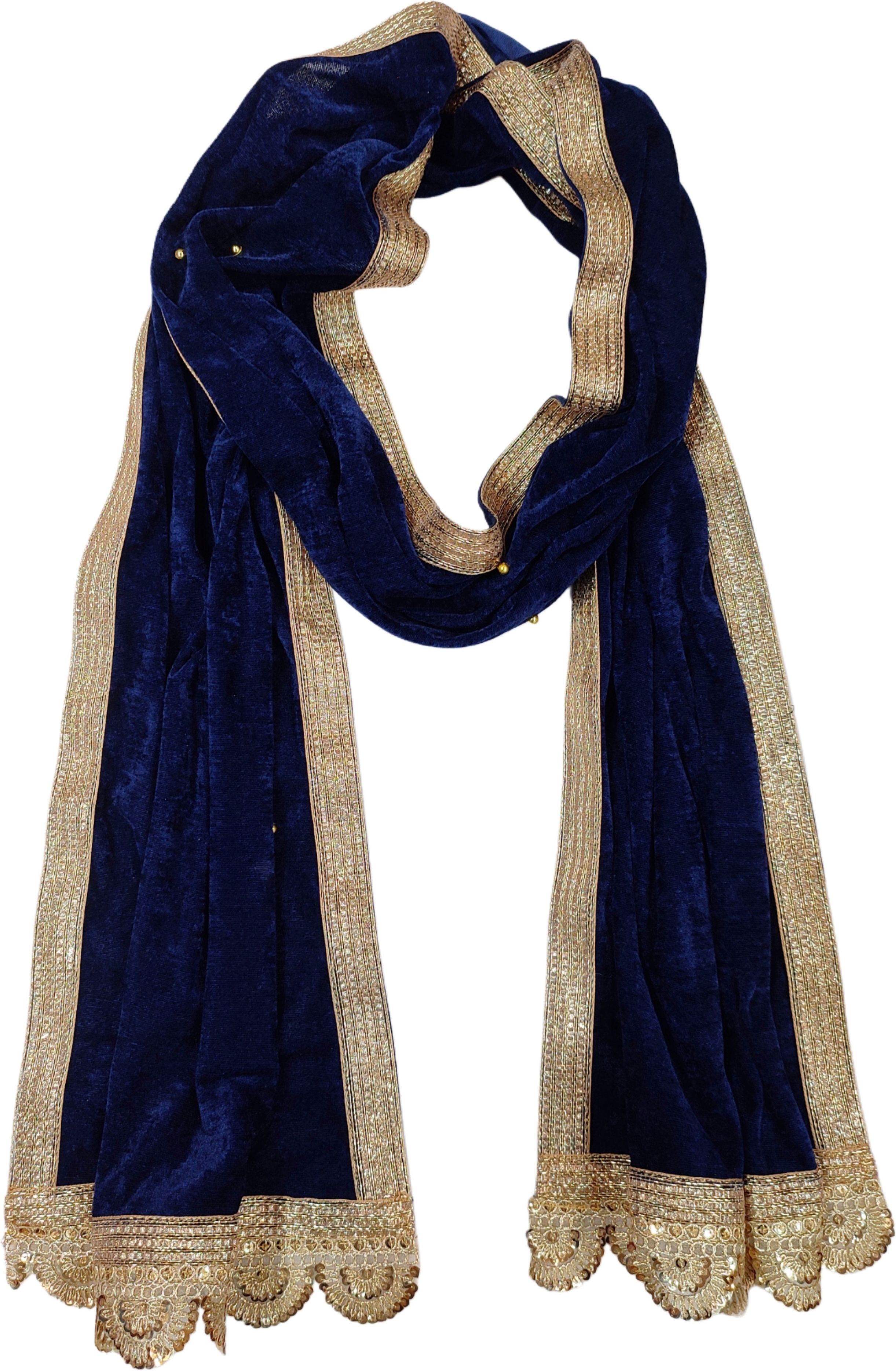 navti creations Velvet Embellished Dark Blue Men Dupatta-picture-22