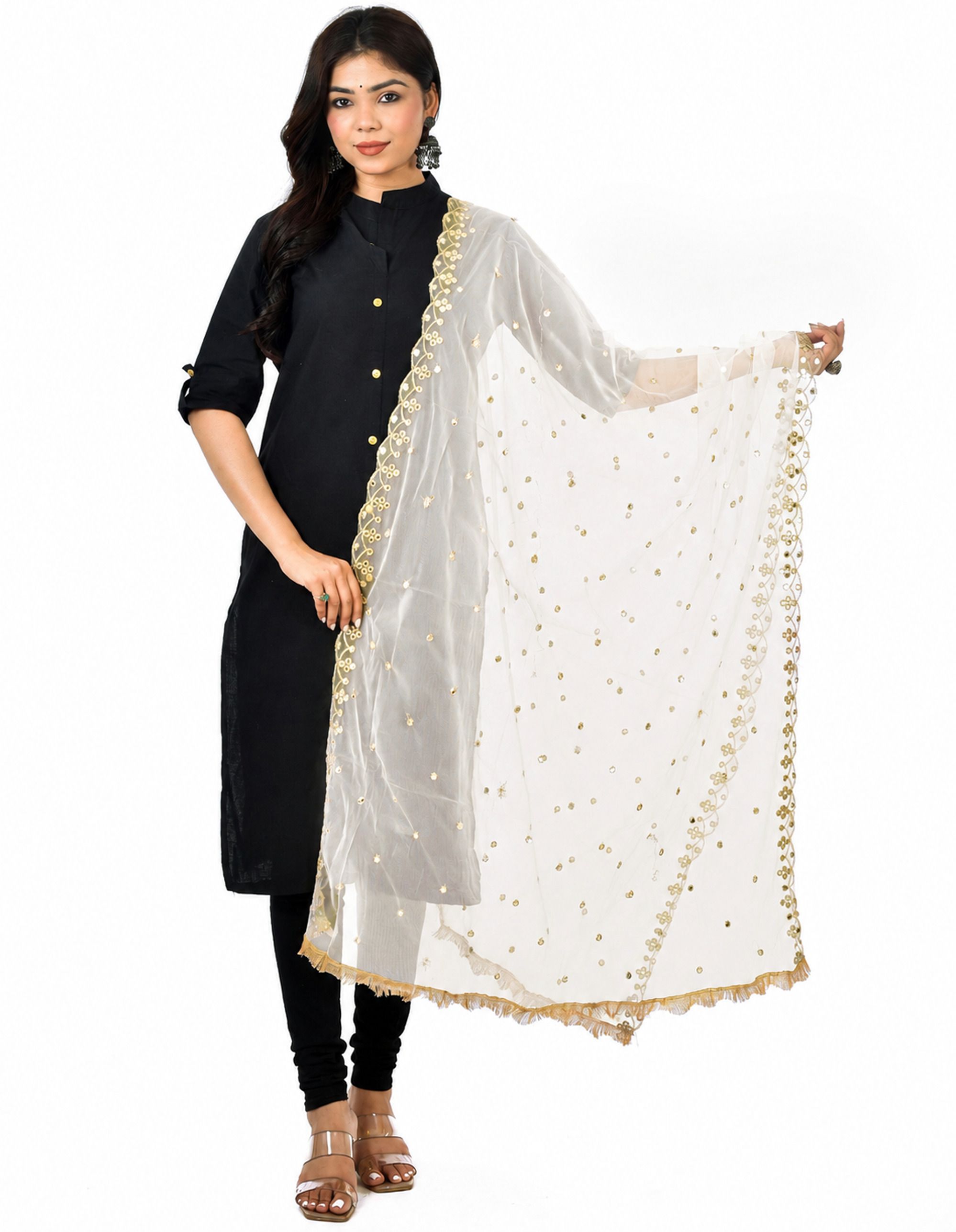 whiteheaven Net Embroidered White Women Dupatta-picture-14