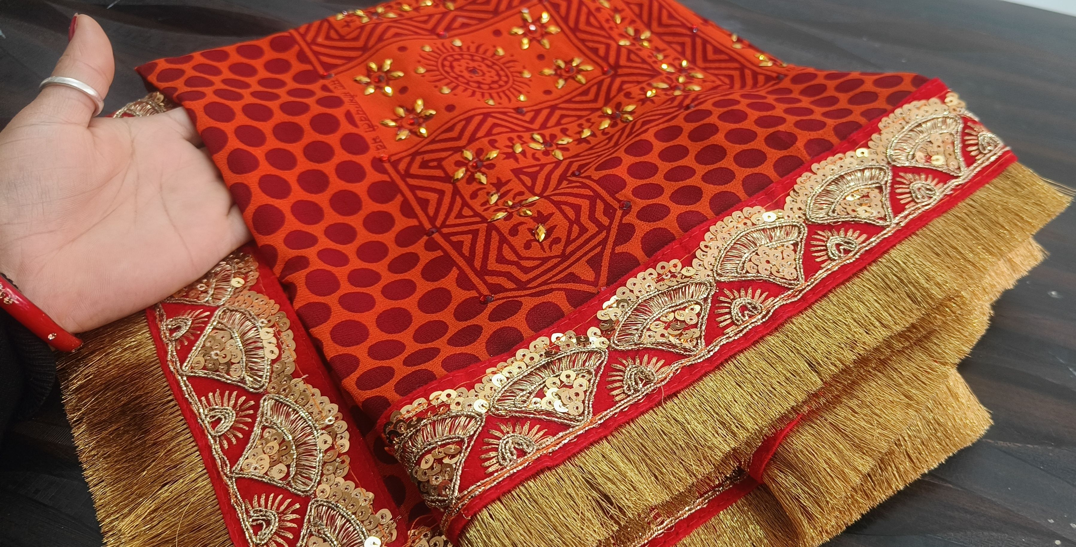 Georgette Embroidered Red Women Dupatta-image-31