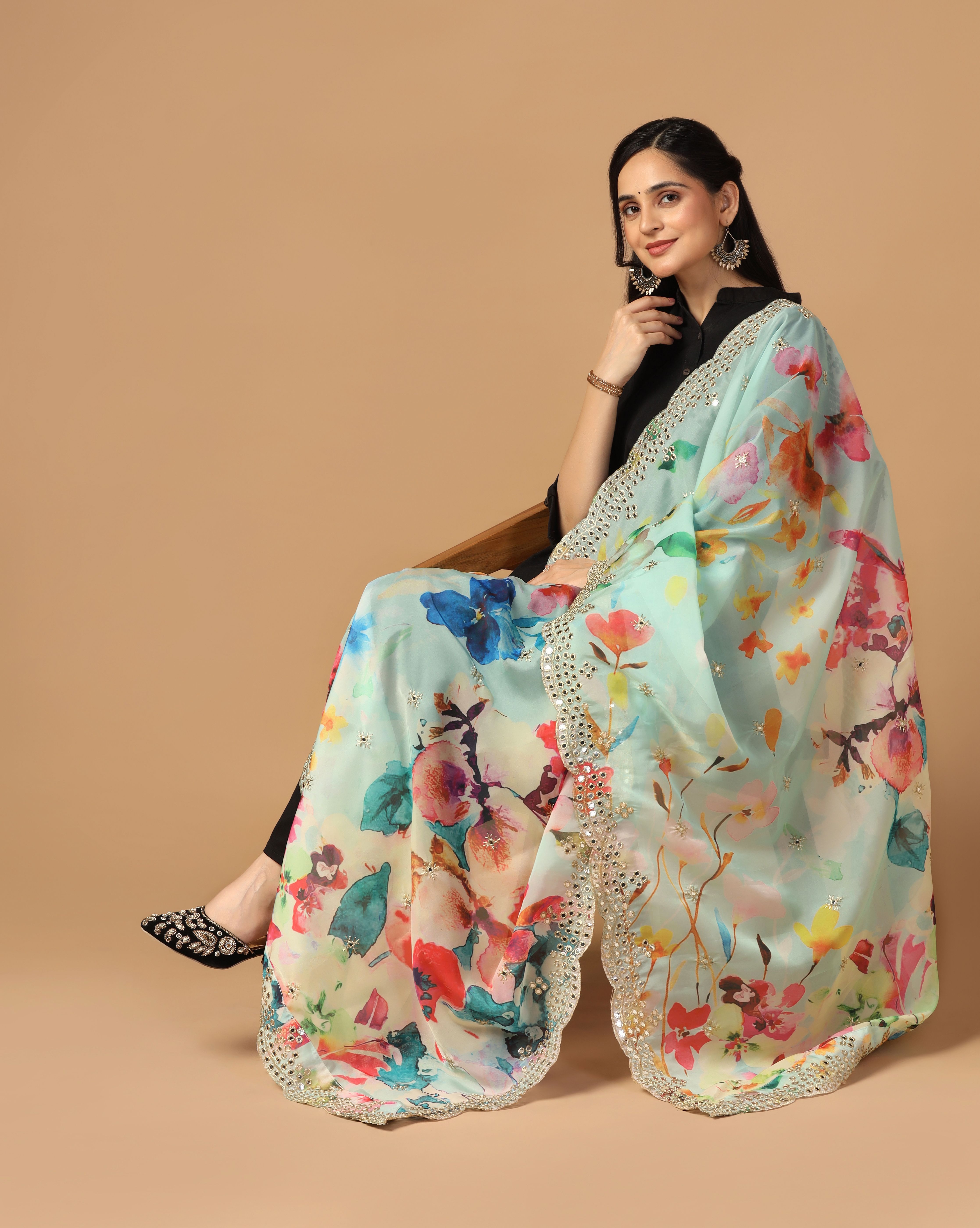 Organza Printed Multicolor Women Dupatta-image-31