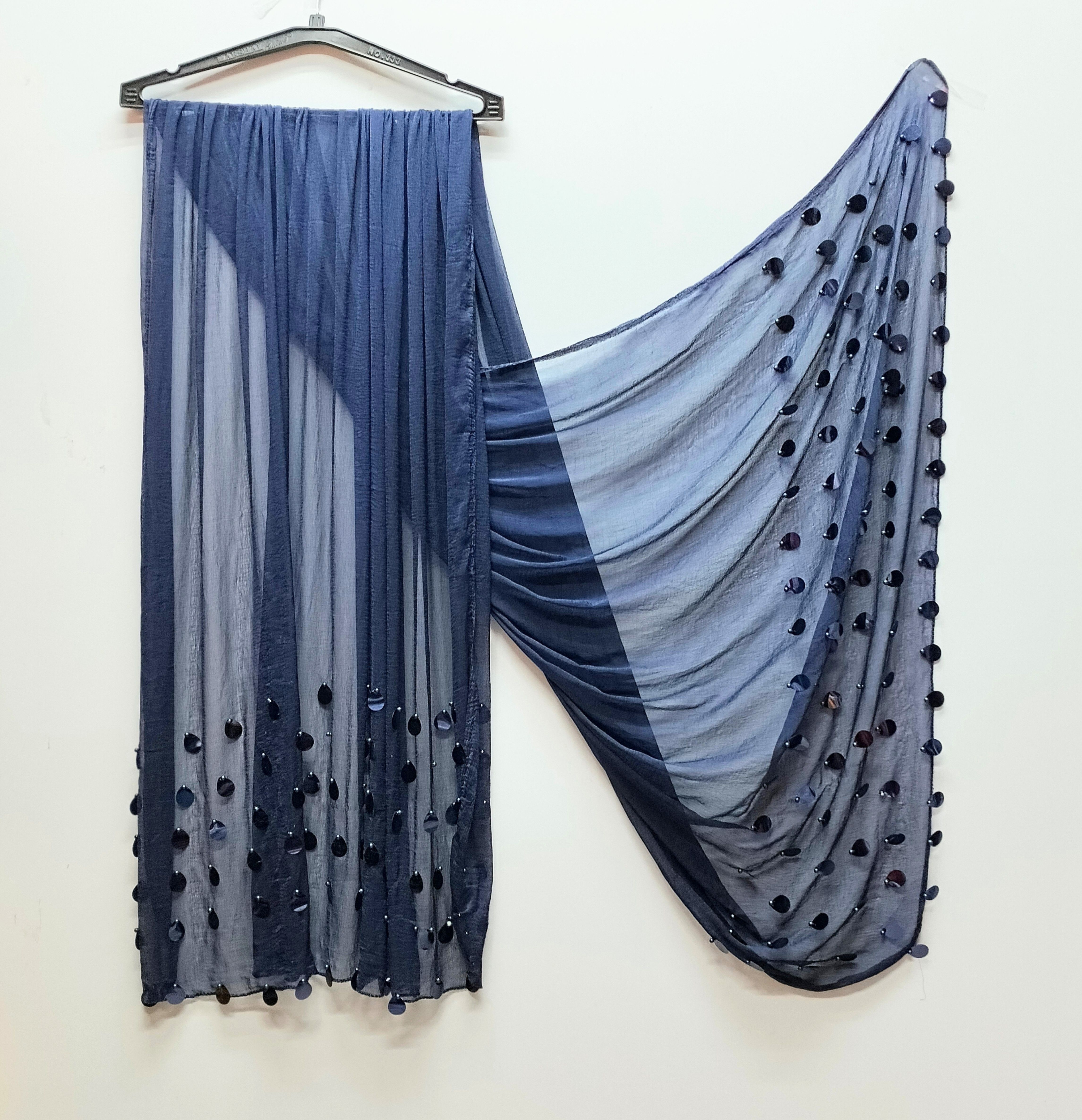 Chiffon Embellished Blue Women Dupatta-image-6