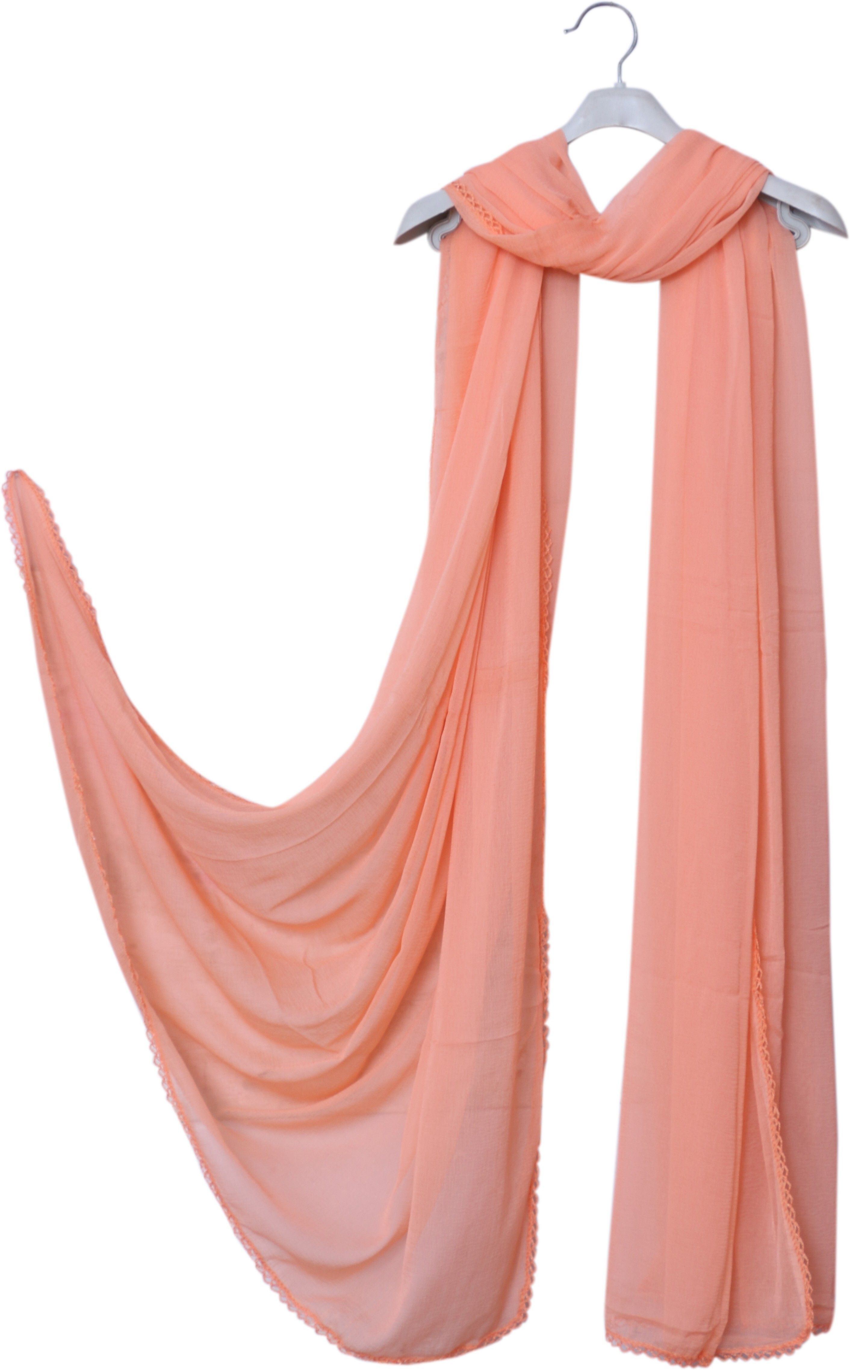 Chiffon Solid Peach Women Dupatta