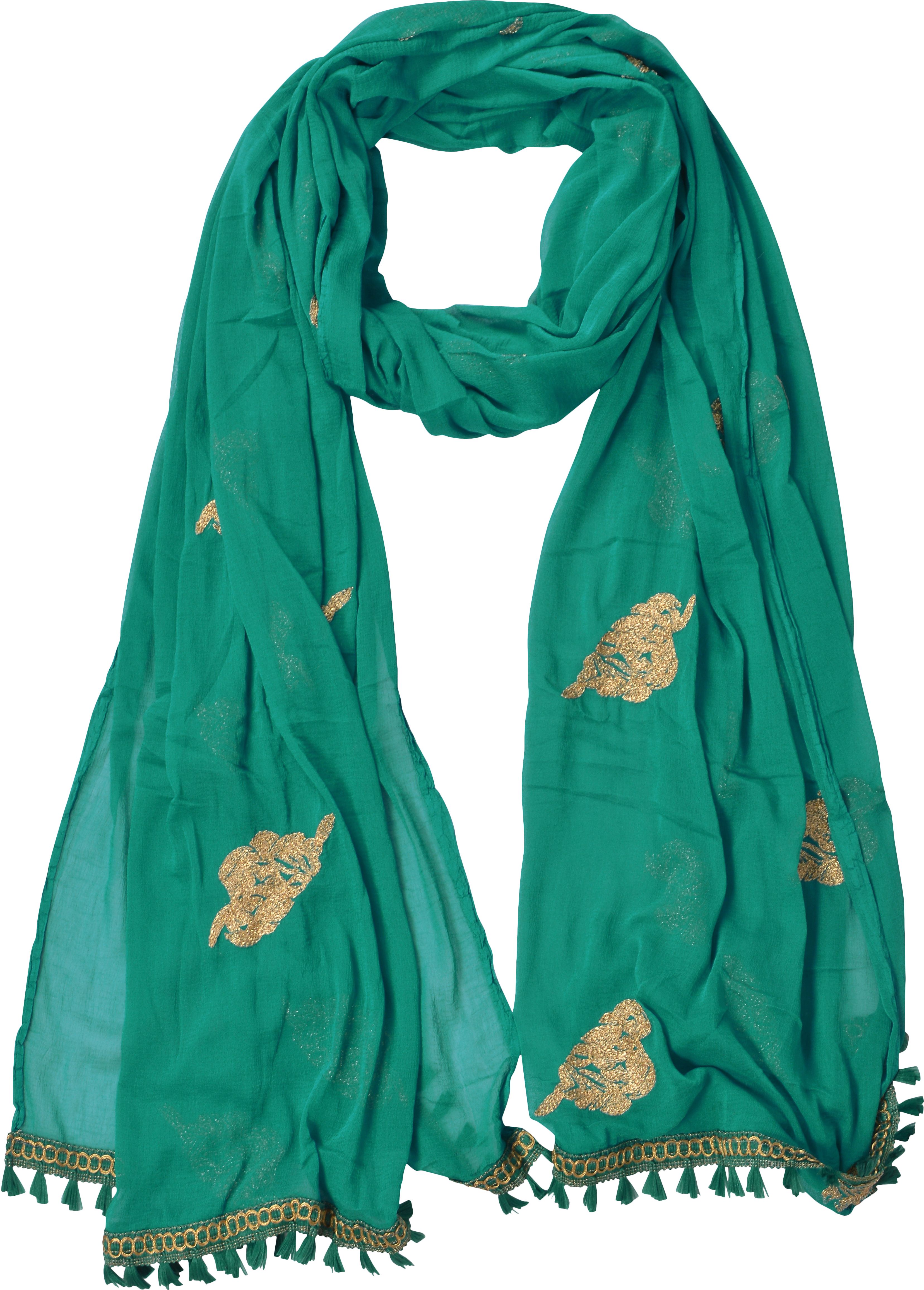 whiteheaven Chiffon Embroidered Light Green Women Dupatta-picture-22
