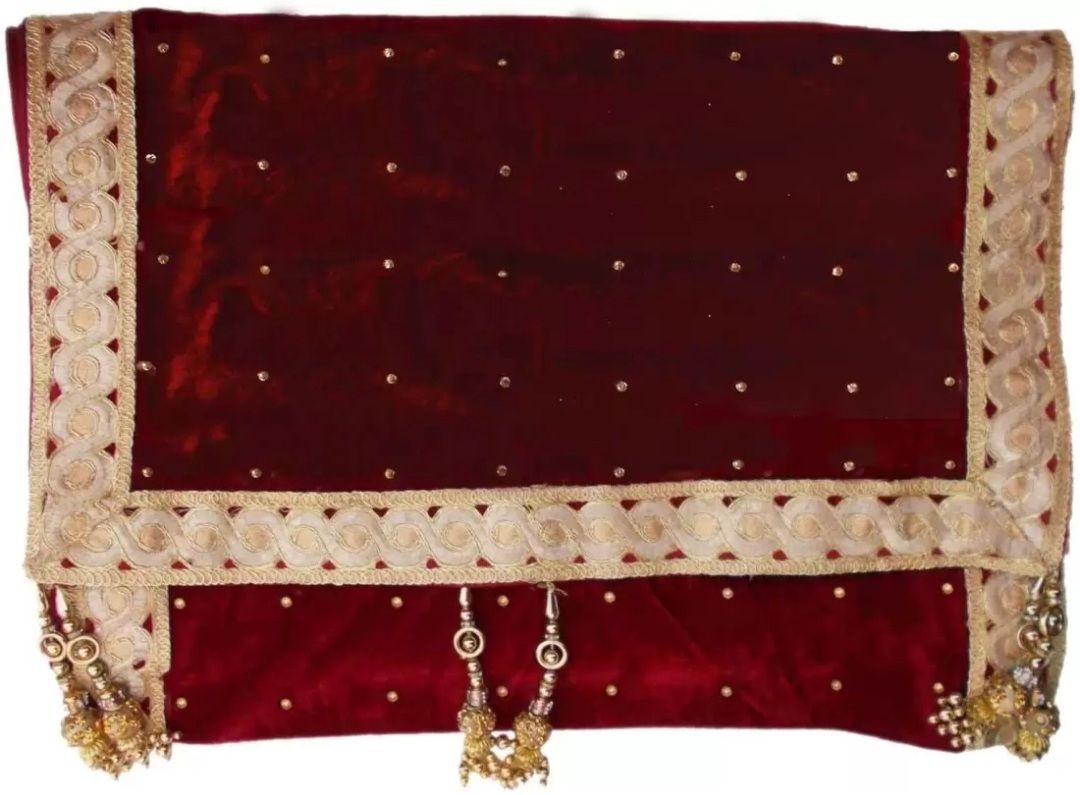 Velvet Embroidered Maroon Men Dupatta-image-29