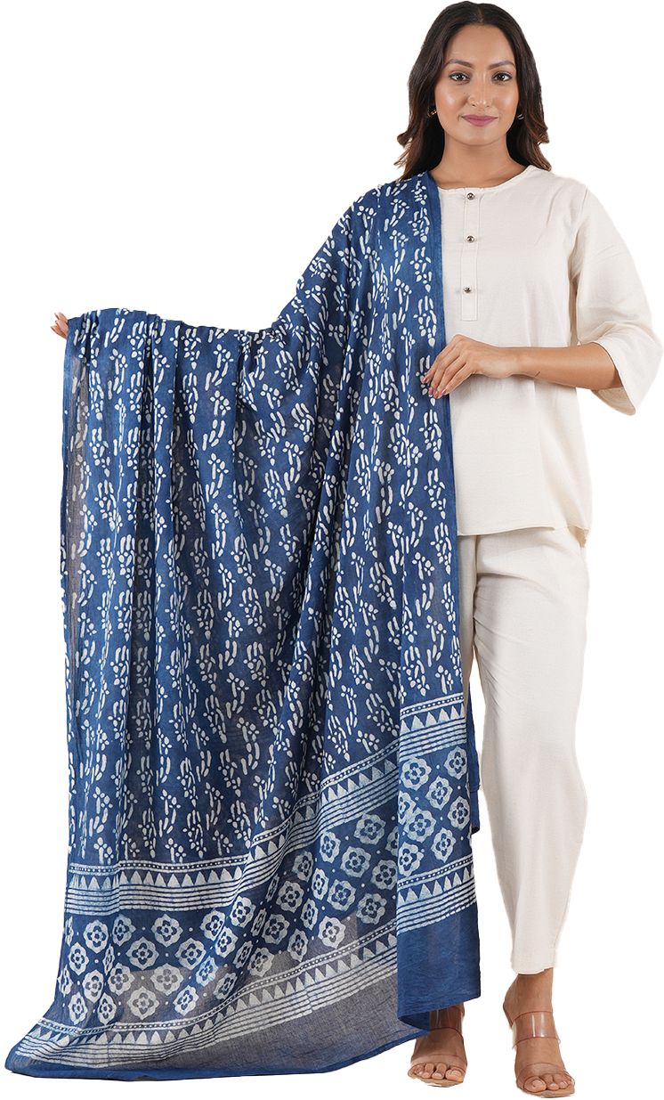 style 98 Pure Cotton Printed Blue Women Dupatta-picture-37