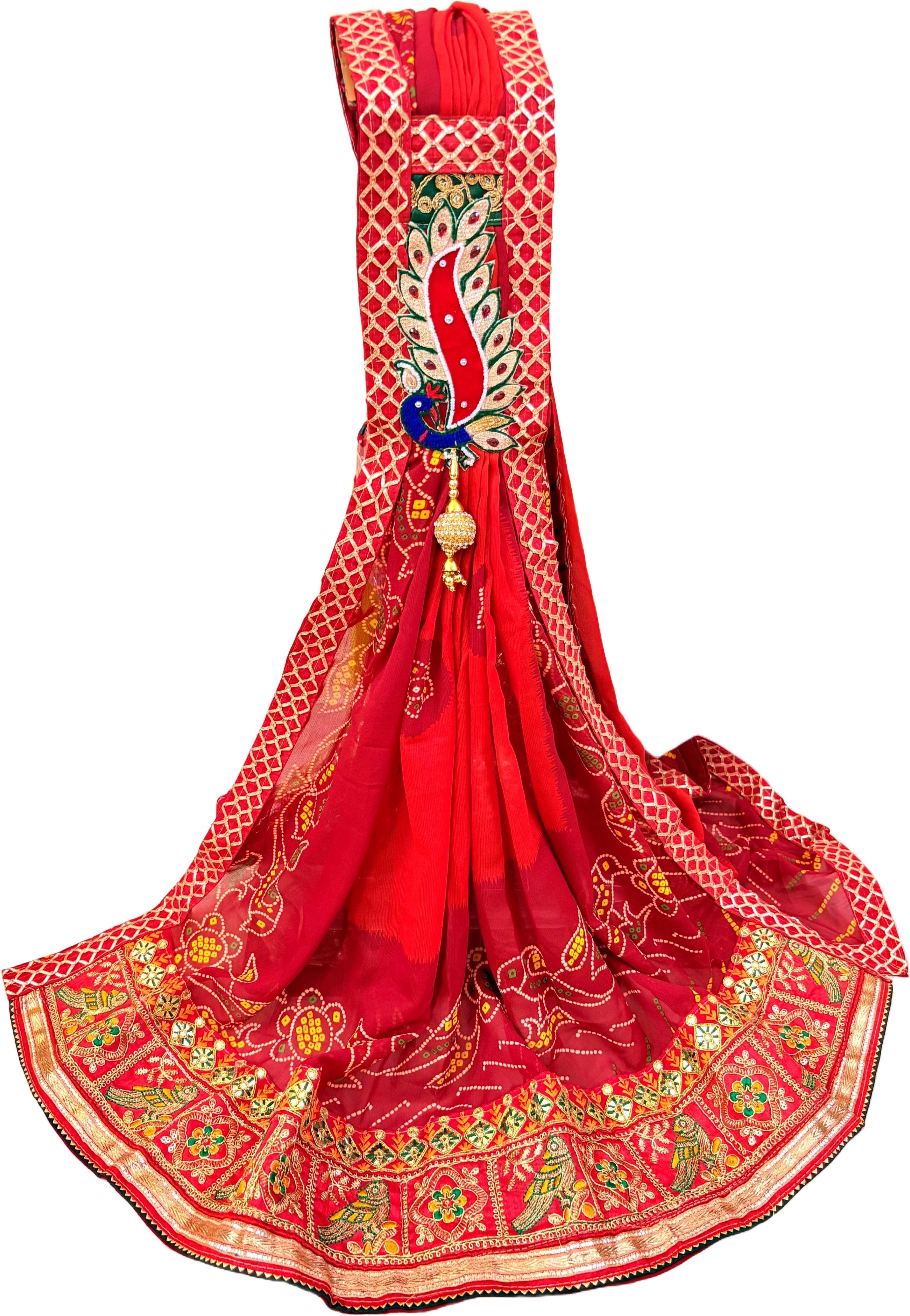 agrawal creations Poly Georgette Embroidered Orange Women Dupatta-picture-14