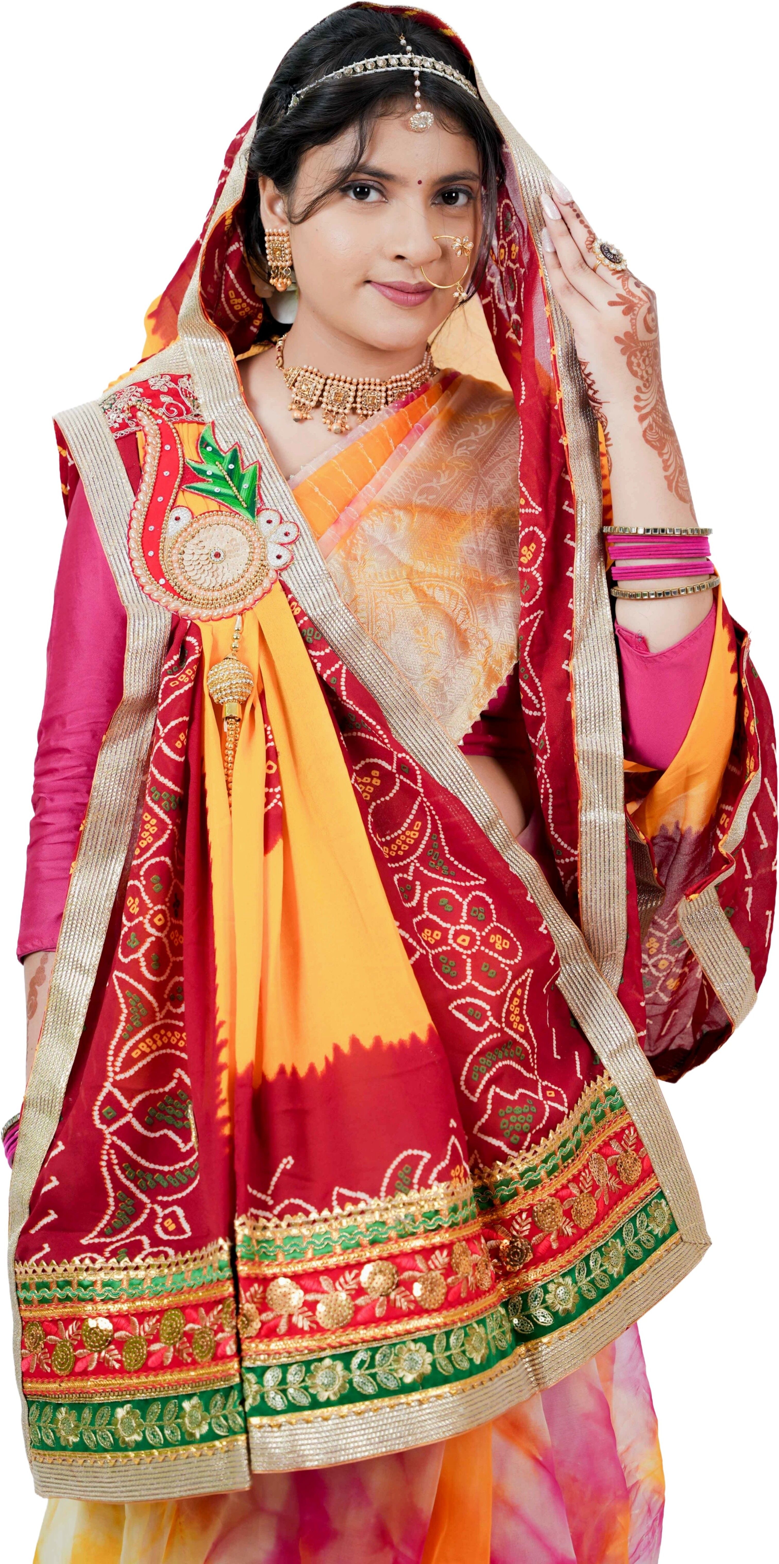 Poly Georgette Embroidered Yellow Women Dupatta-image-10