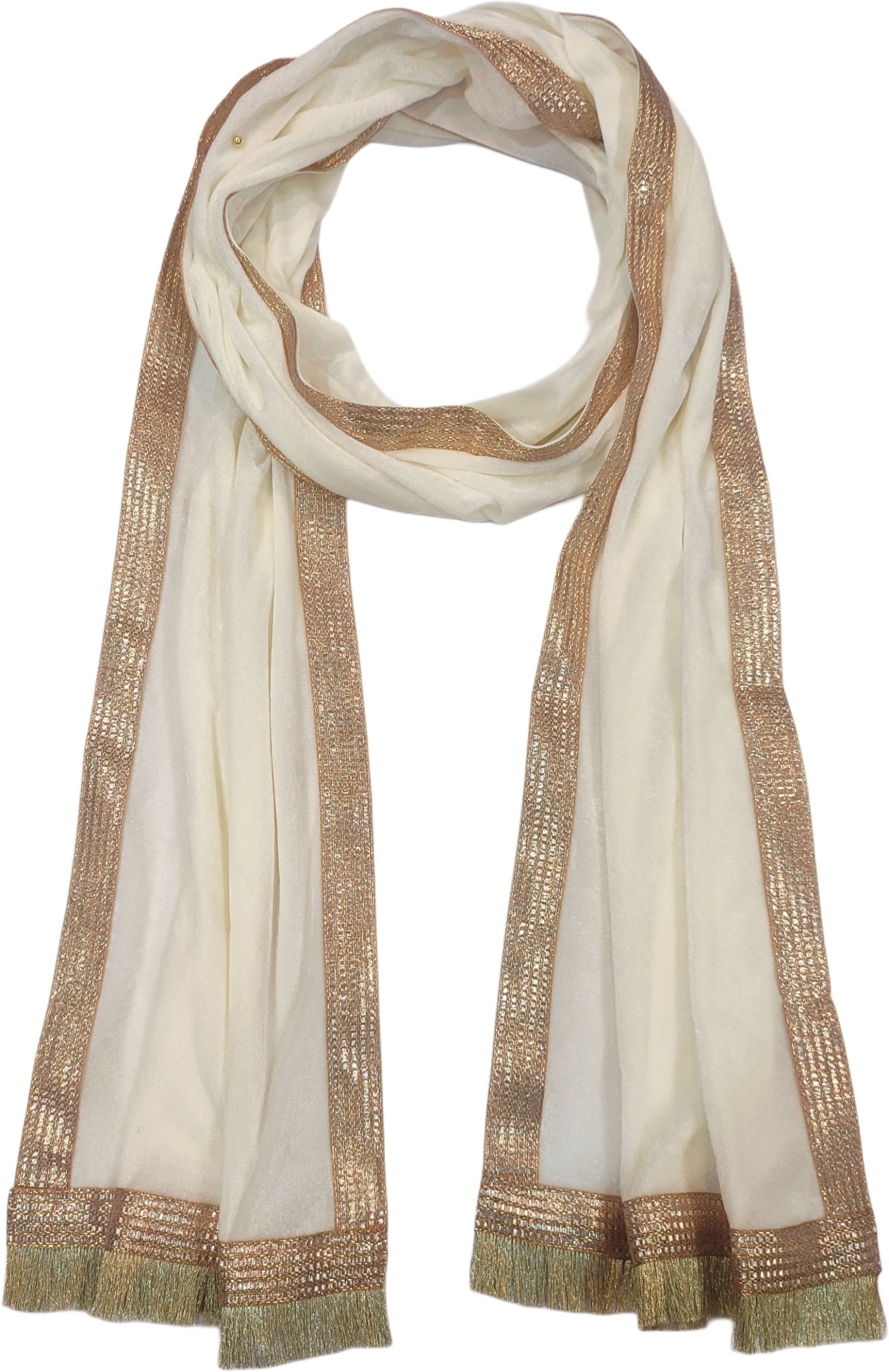 Velvet Embellished White Men Dupatta