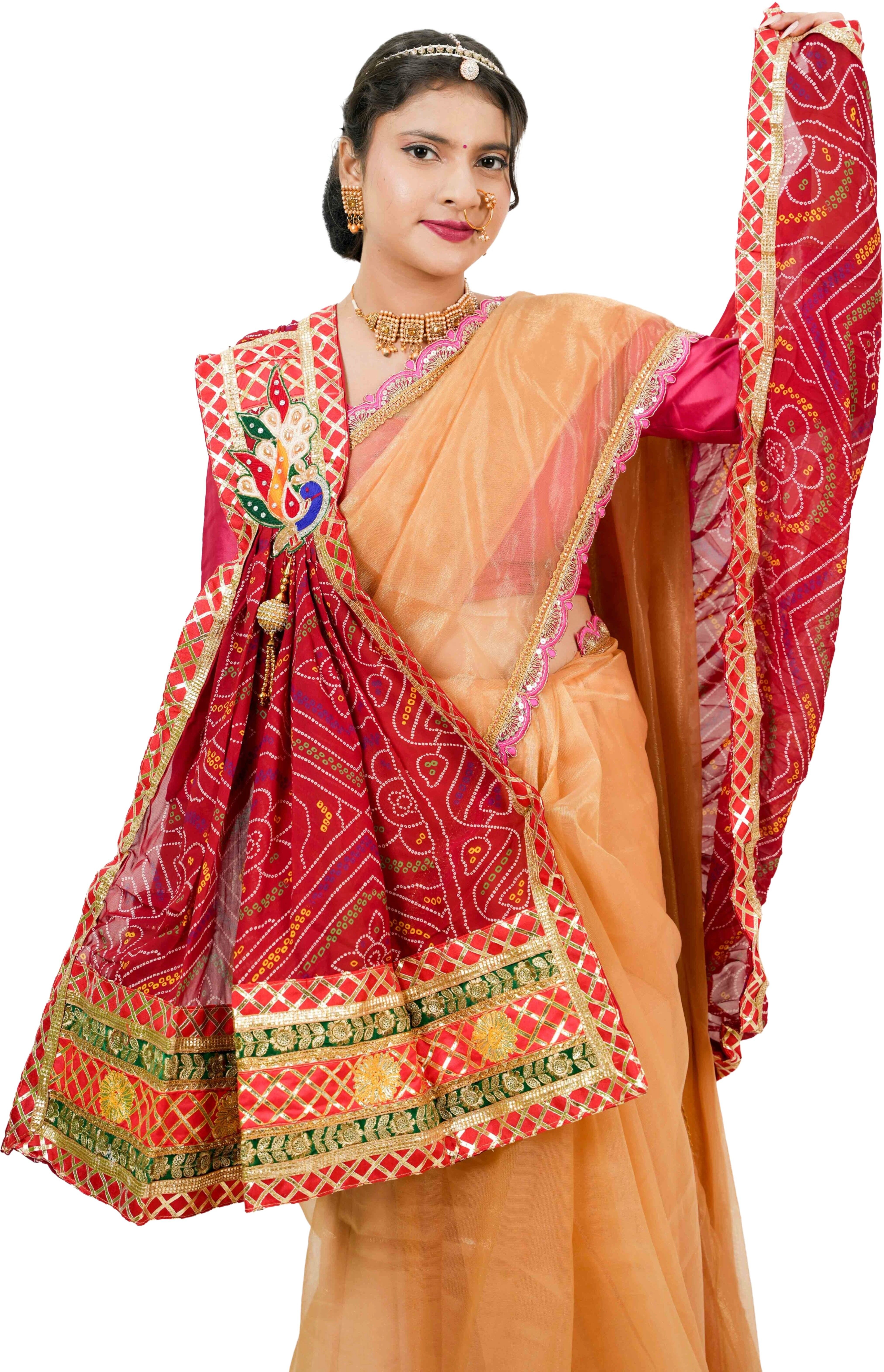 Poly Georgette Embroidered Red Women Dupatta-image-12