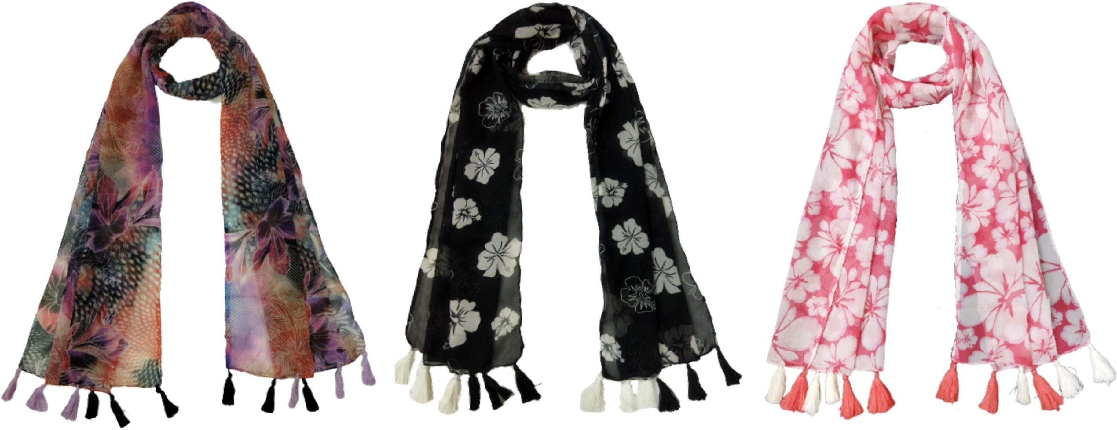 stylestory Printed Chiffon Women Multicolor Scarf, Stole, Fancy Scarf-picture-26