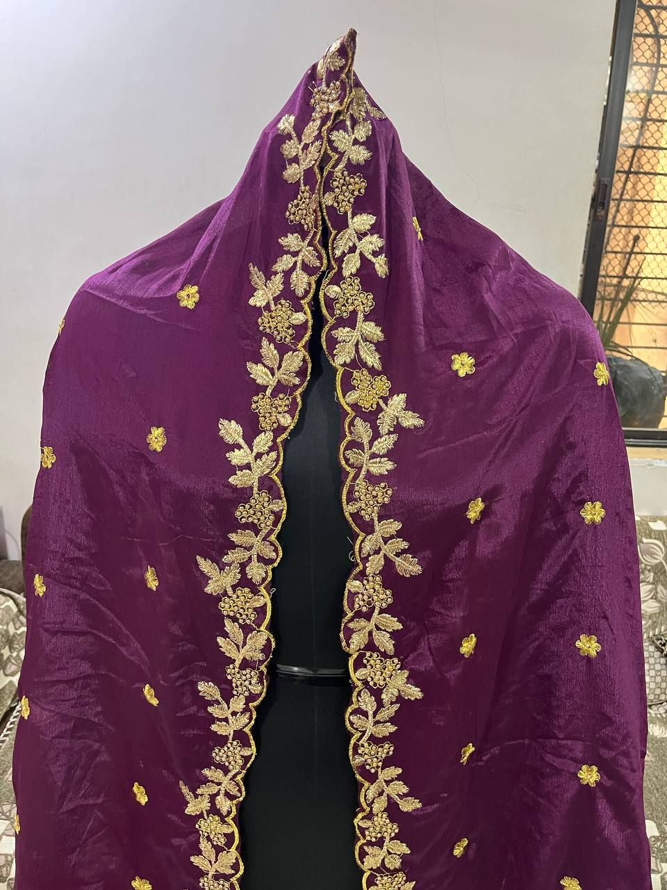 Chiffon Embroidered Purple Women Dupatta-image-18