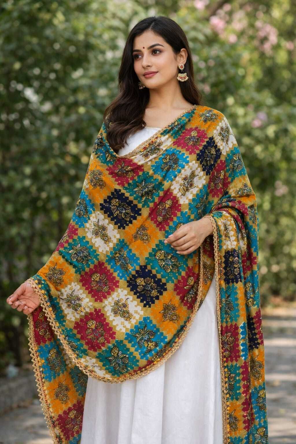 kanha creation Chiffon Floral Print Multicolor Women Dupatta-picture-19