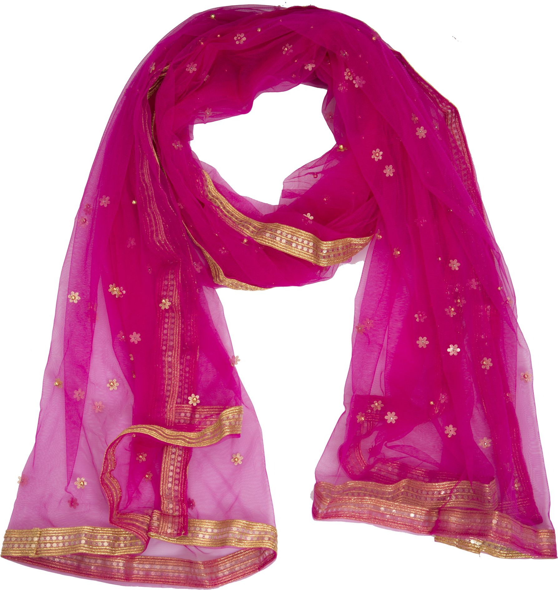 whiteheaven Net Embroidered Pink Women Dupatta-picture-4