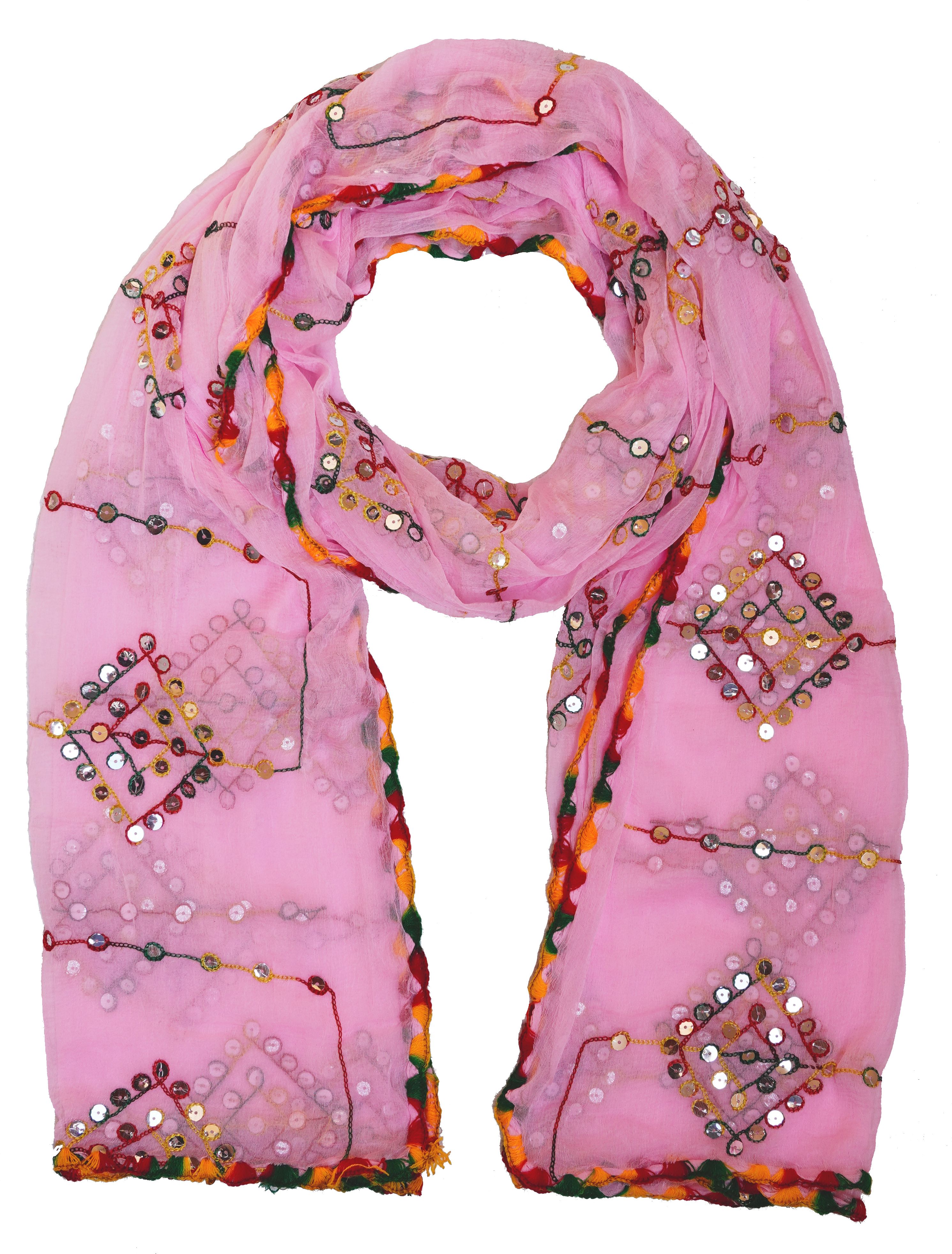 whiteheaven Chiffon Embroidered Pink Women Dupatta-picture-27