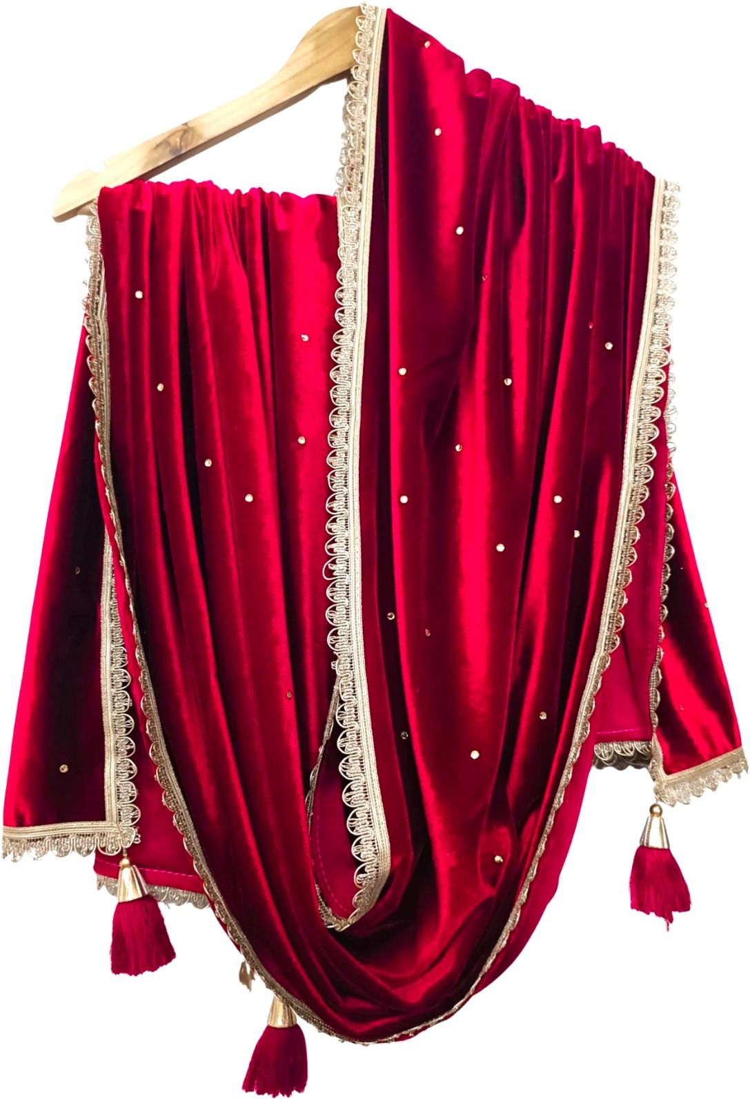 Velvet Embroidered Red Women Dupatta-image-47