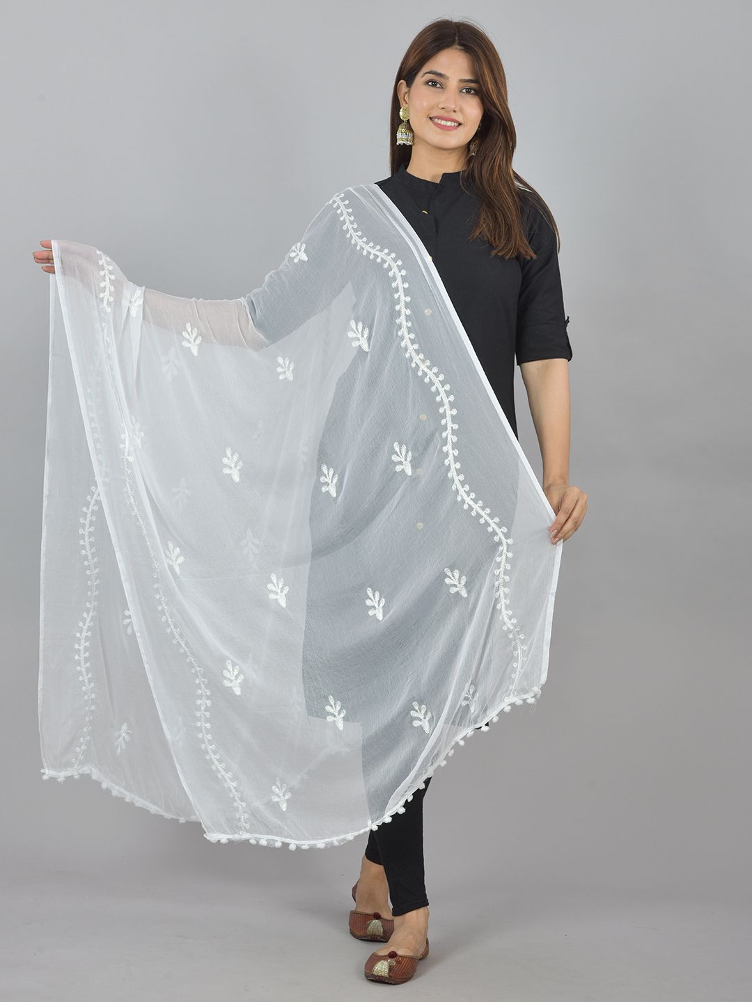 nakoda creation Chiffon Embroidered White Women Dupatta-picture-38