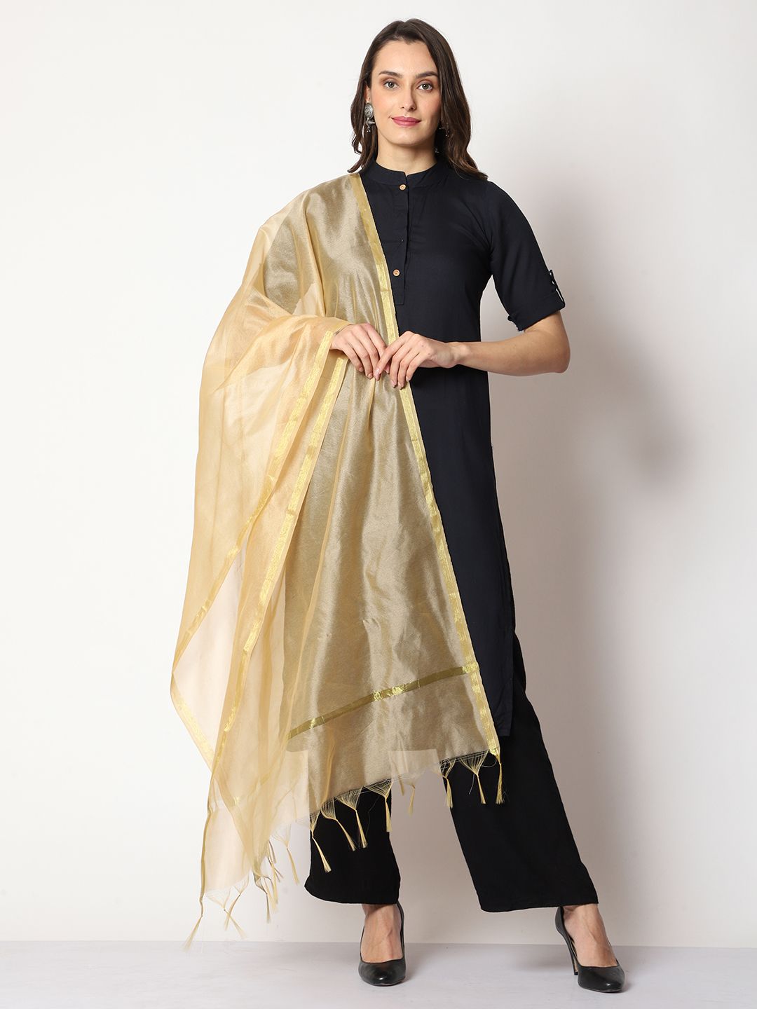Art Silk Checkered Beige Women Dupatta