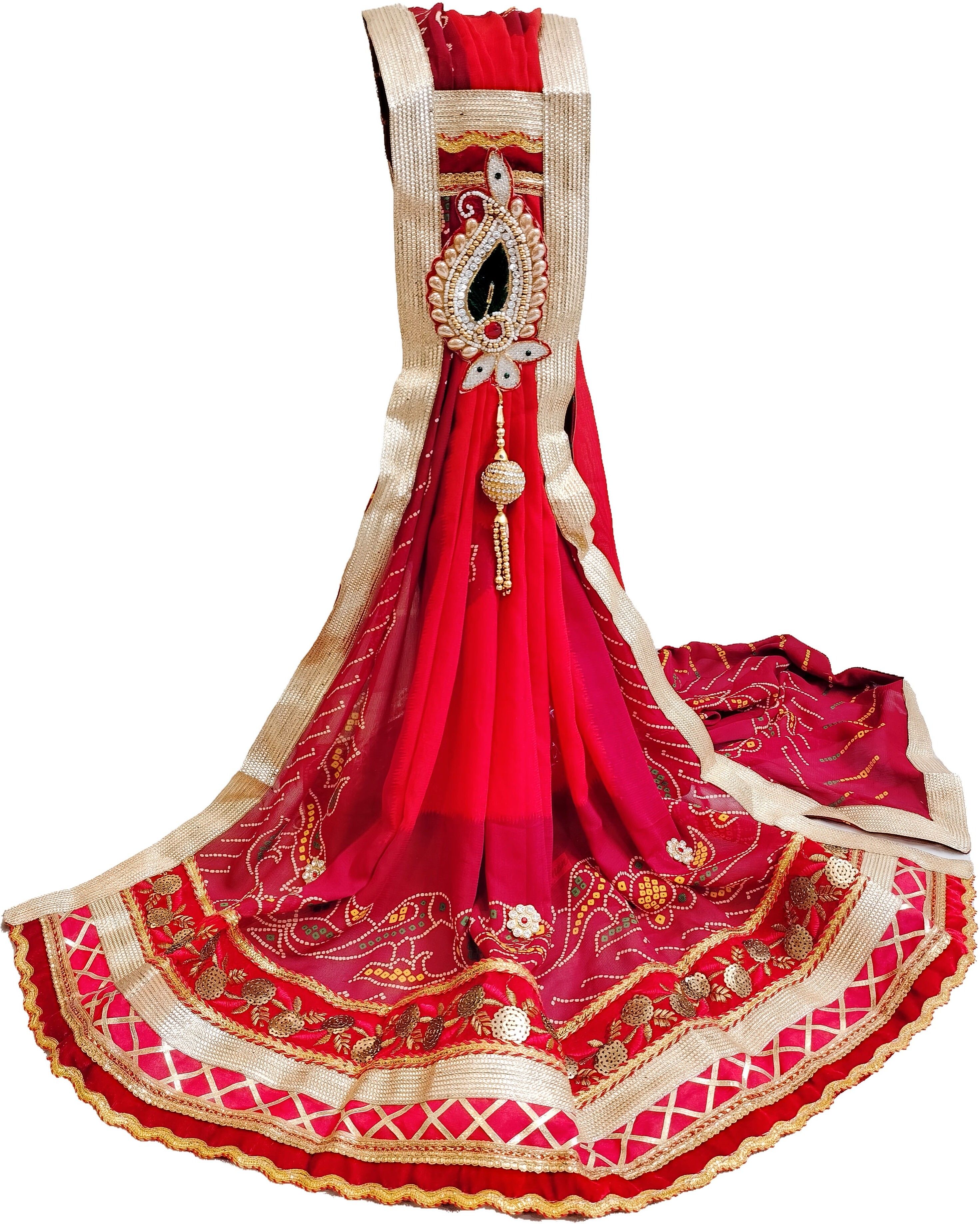 evaan creations Poly Georgette Embroidered Orange Women Dupatta-picture-16