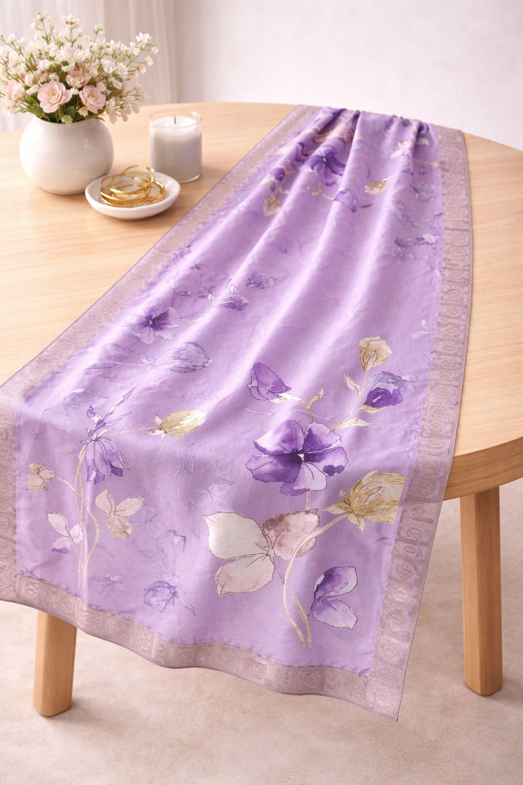 Jacquard Floral Print Purple Women Dupatta-image-35