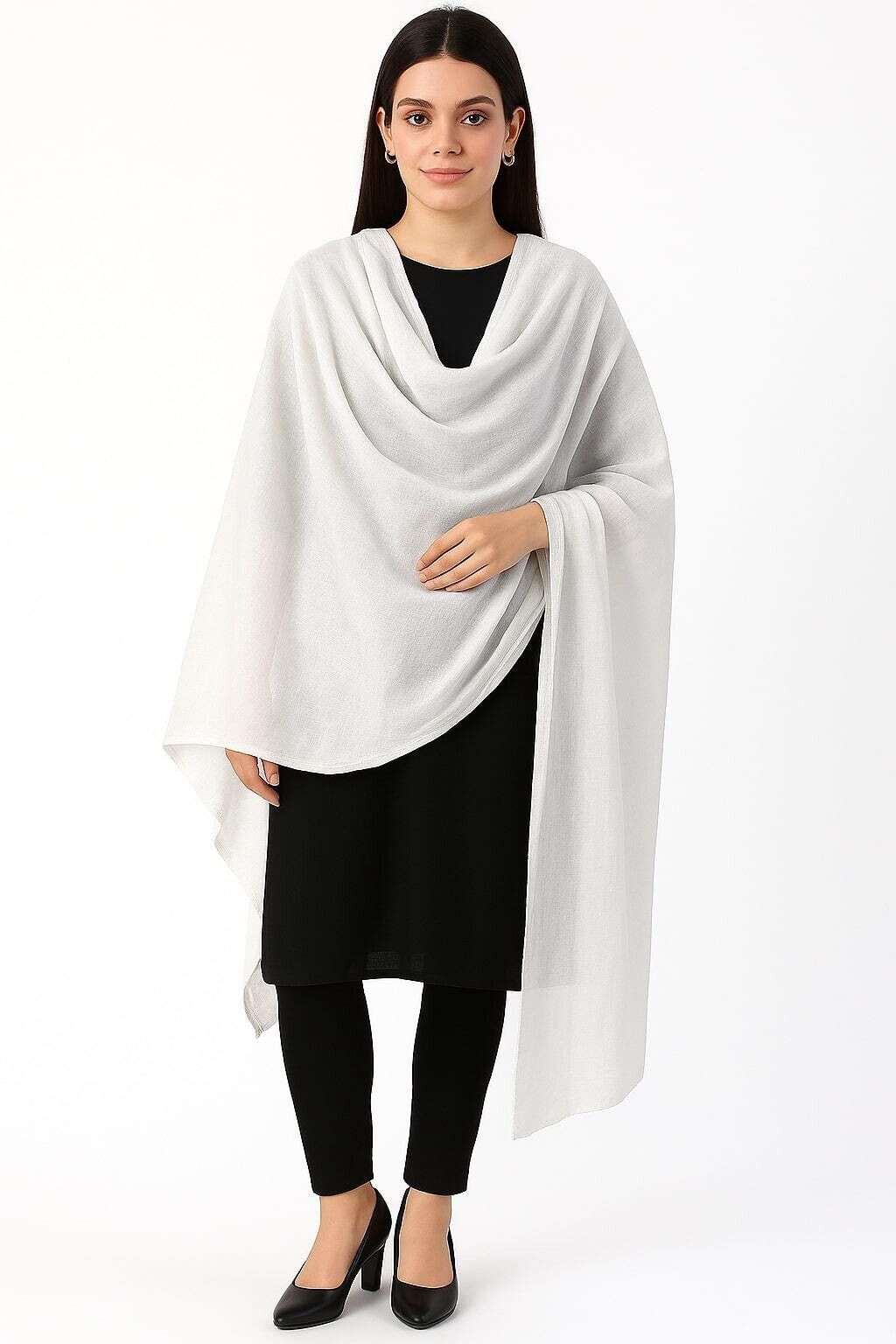 bahumaan Pure Cotton Solid White Women Dupatta-picture-33