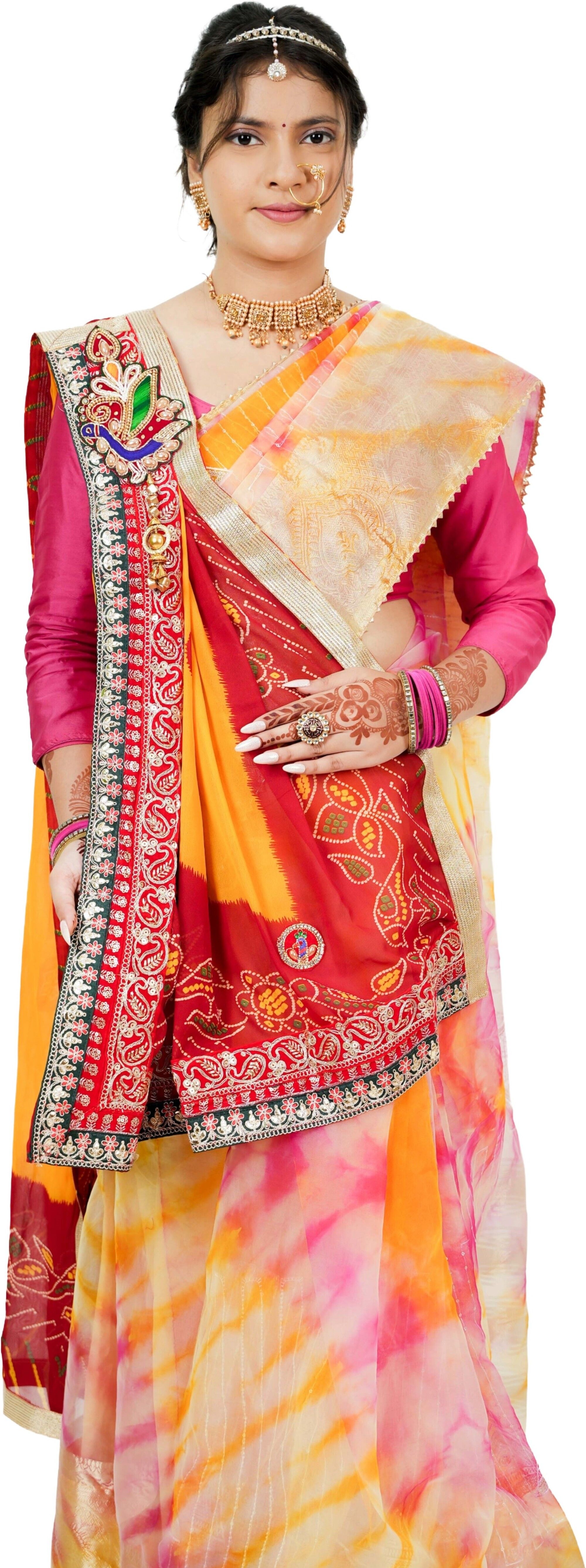 Poly Georgette Embroidered Yellow Women Dupatta-image-49