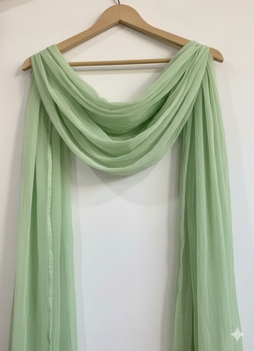 noorfashion Chiffon Solid Green Women Dupatta-picture-16