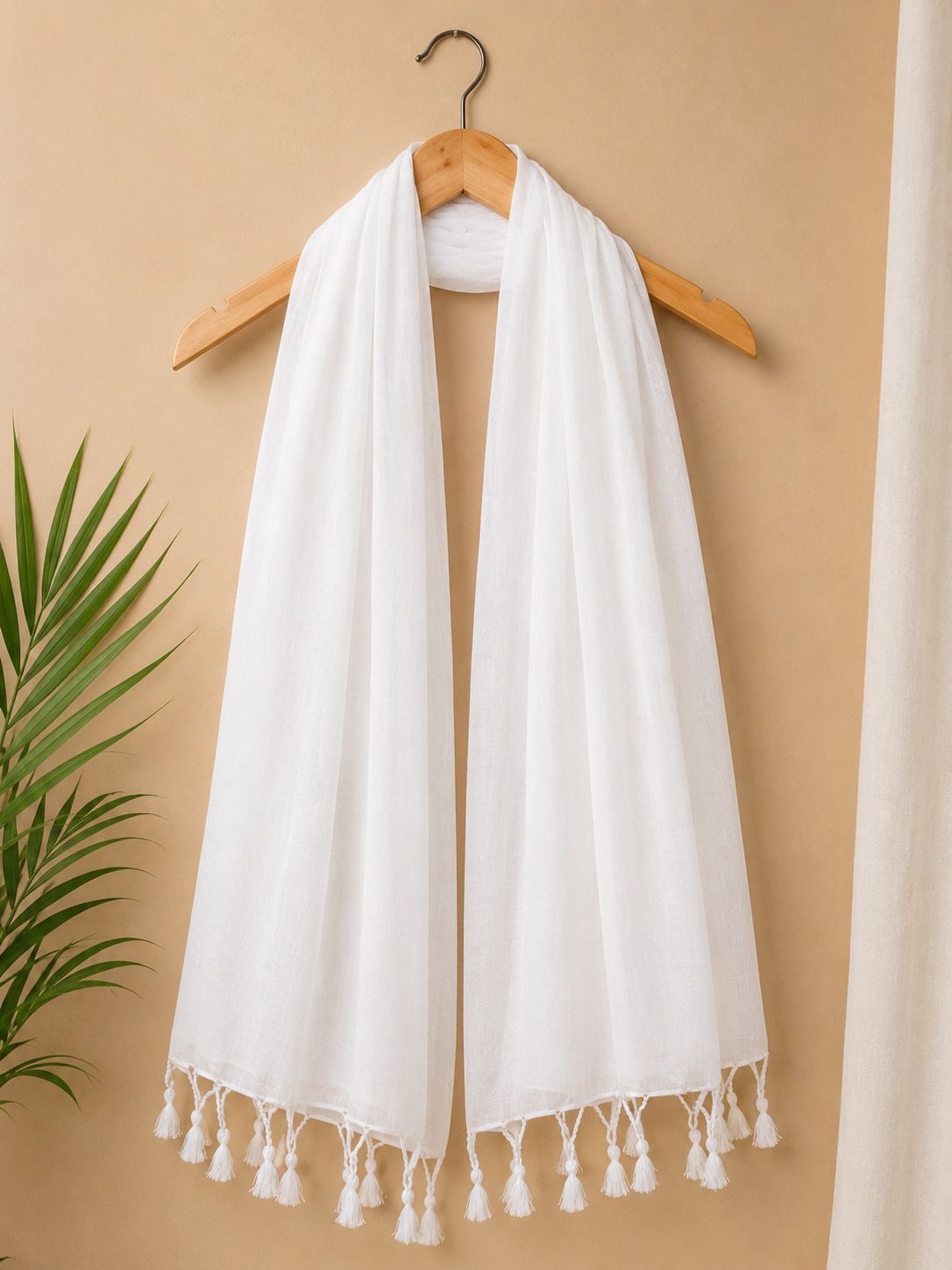 sammohon Cotton Blend Solid White Women Dupatta-picture-36