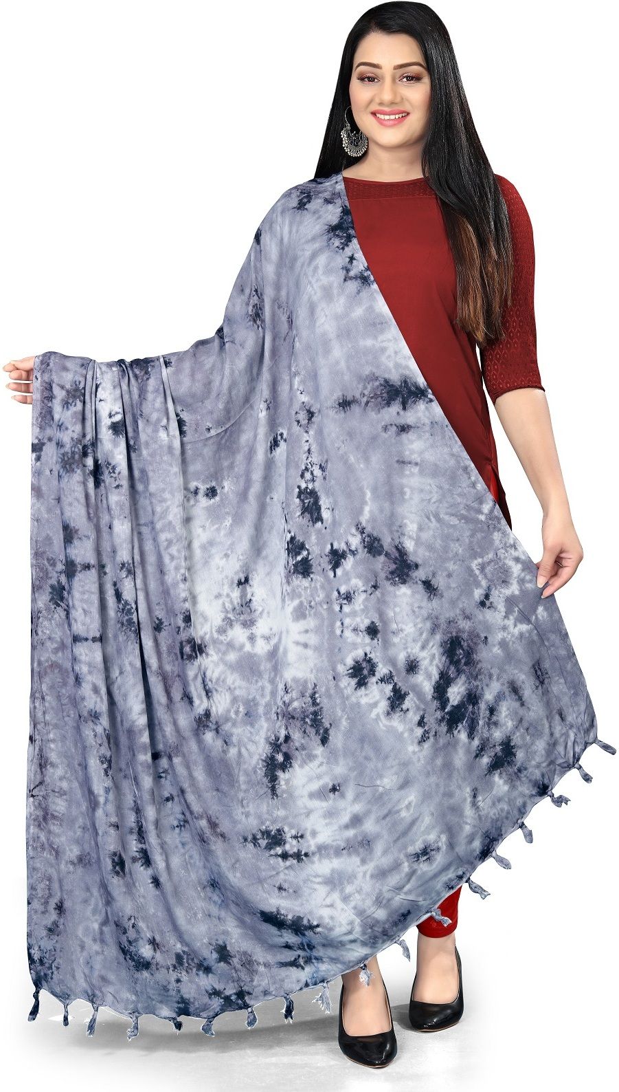 Cotton Blend Printed Grey Women Dupatta-image-43