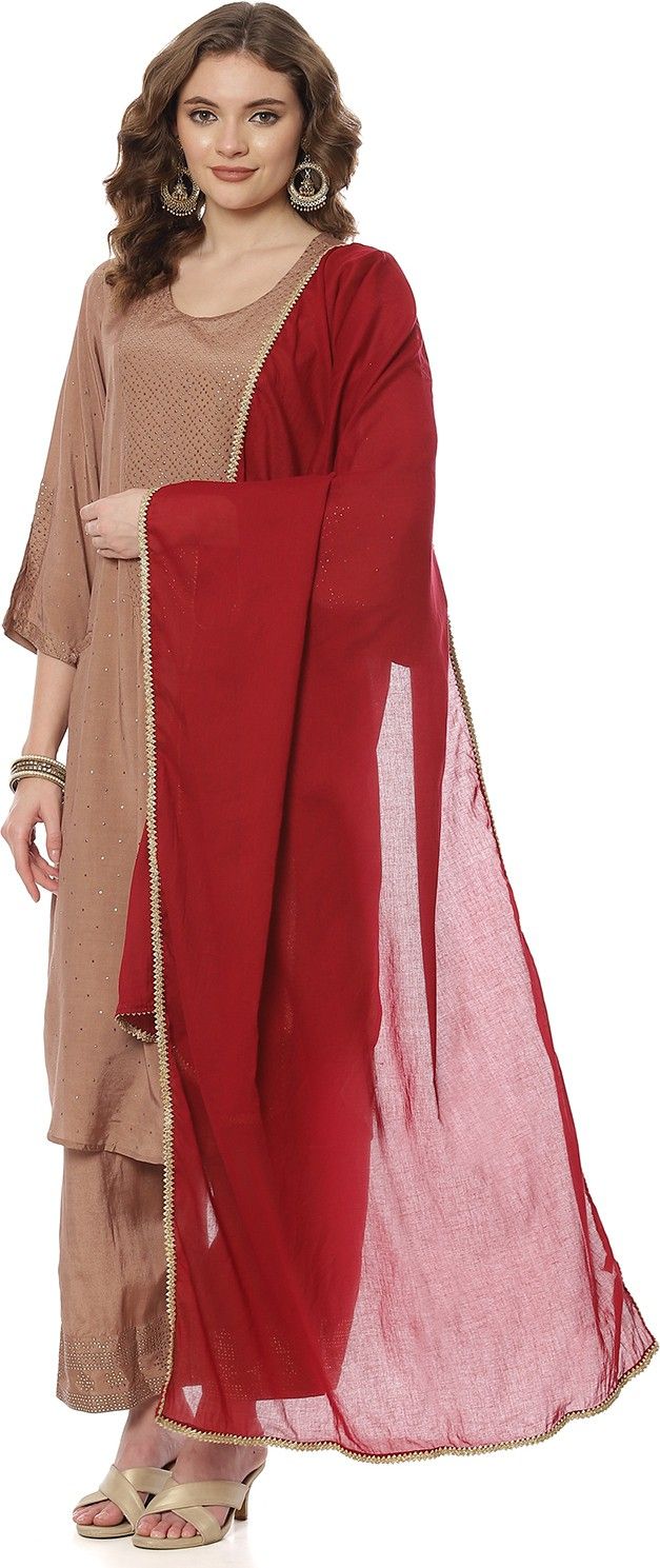 rangriti Cotton Blend Solid Maroon Women Dupatta-picture-49