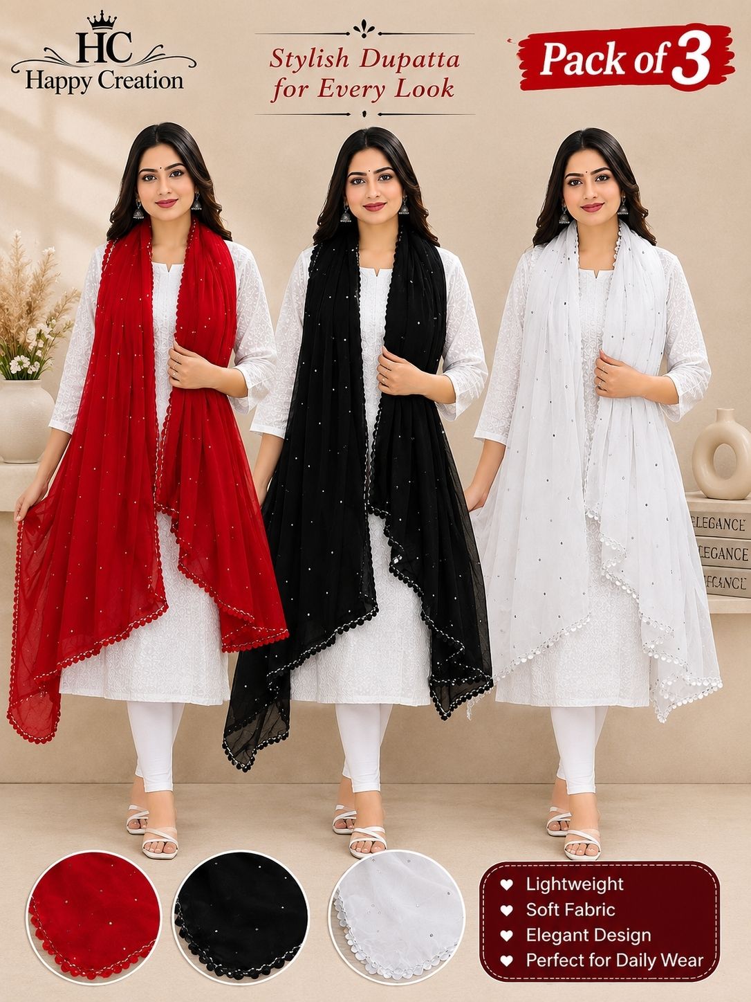 Pure Silk Solid Multicolor Women Dupatta-image-8