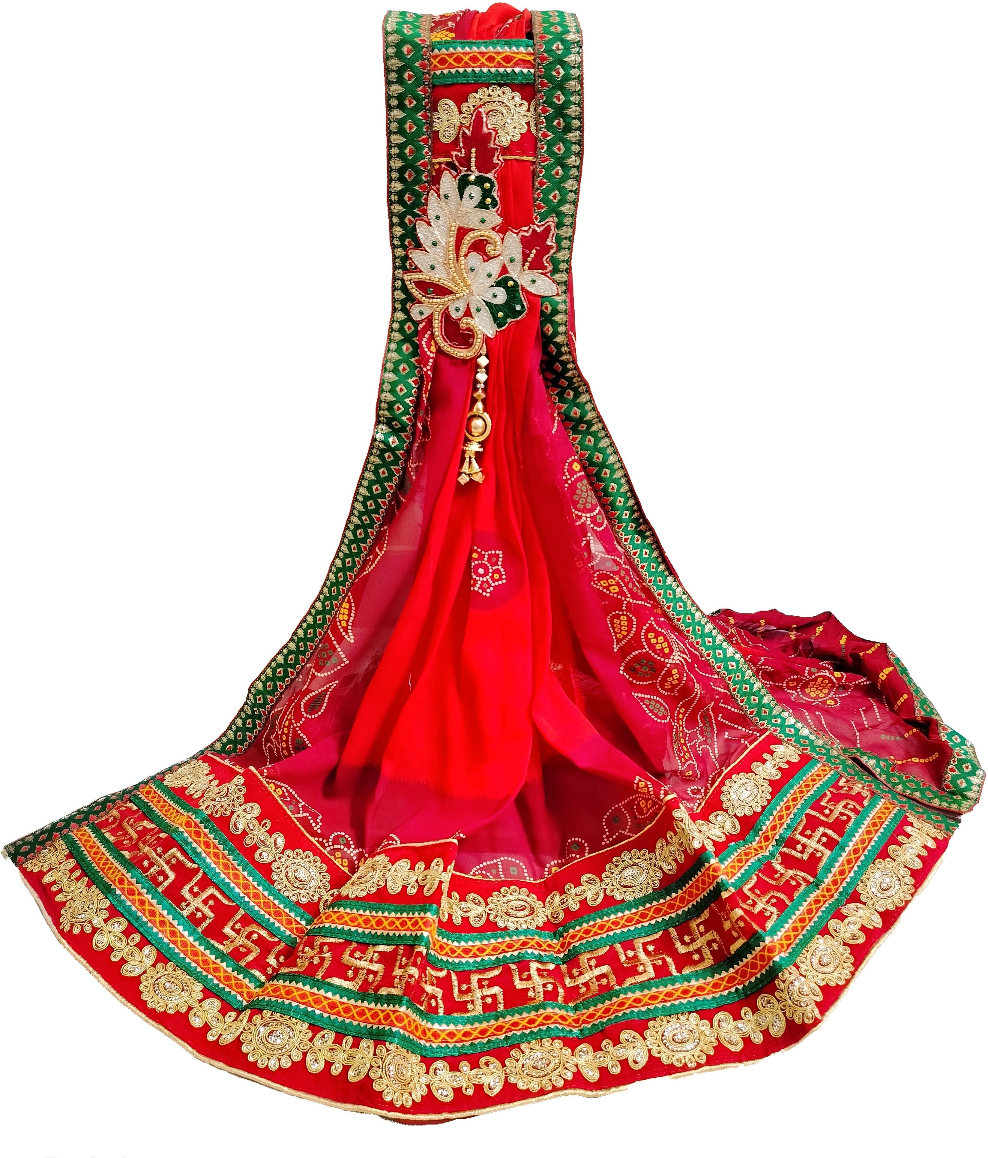 Poly Georgette Embroidered Orange Women Dupatta-image-42