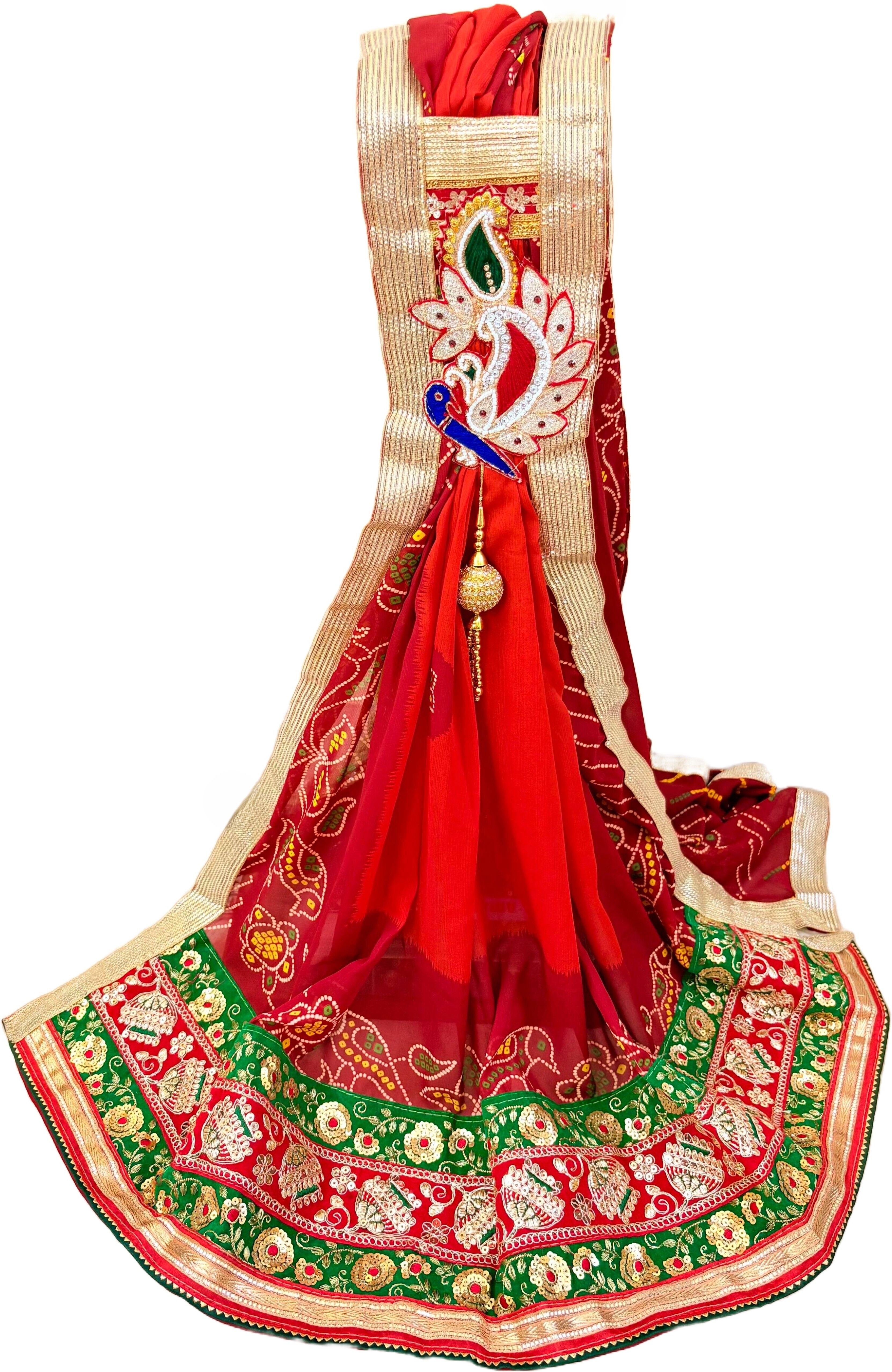 evaan creations Poly Georgette Embroidered Orange Women Dupatta-picture-34