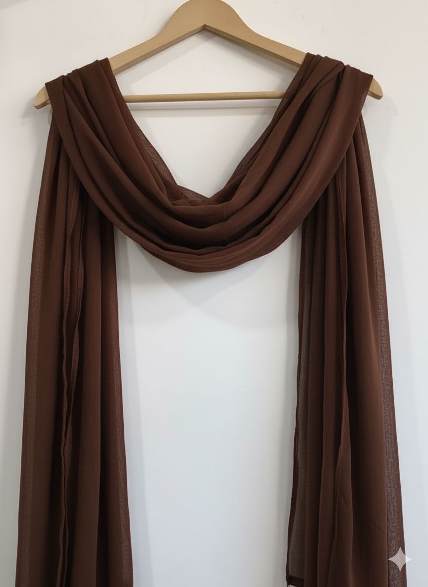 Chiffon Solid Brown Women Dupatta