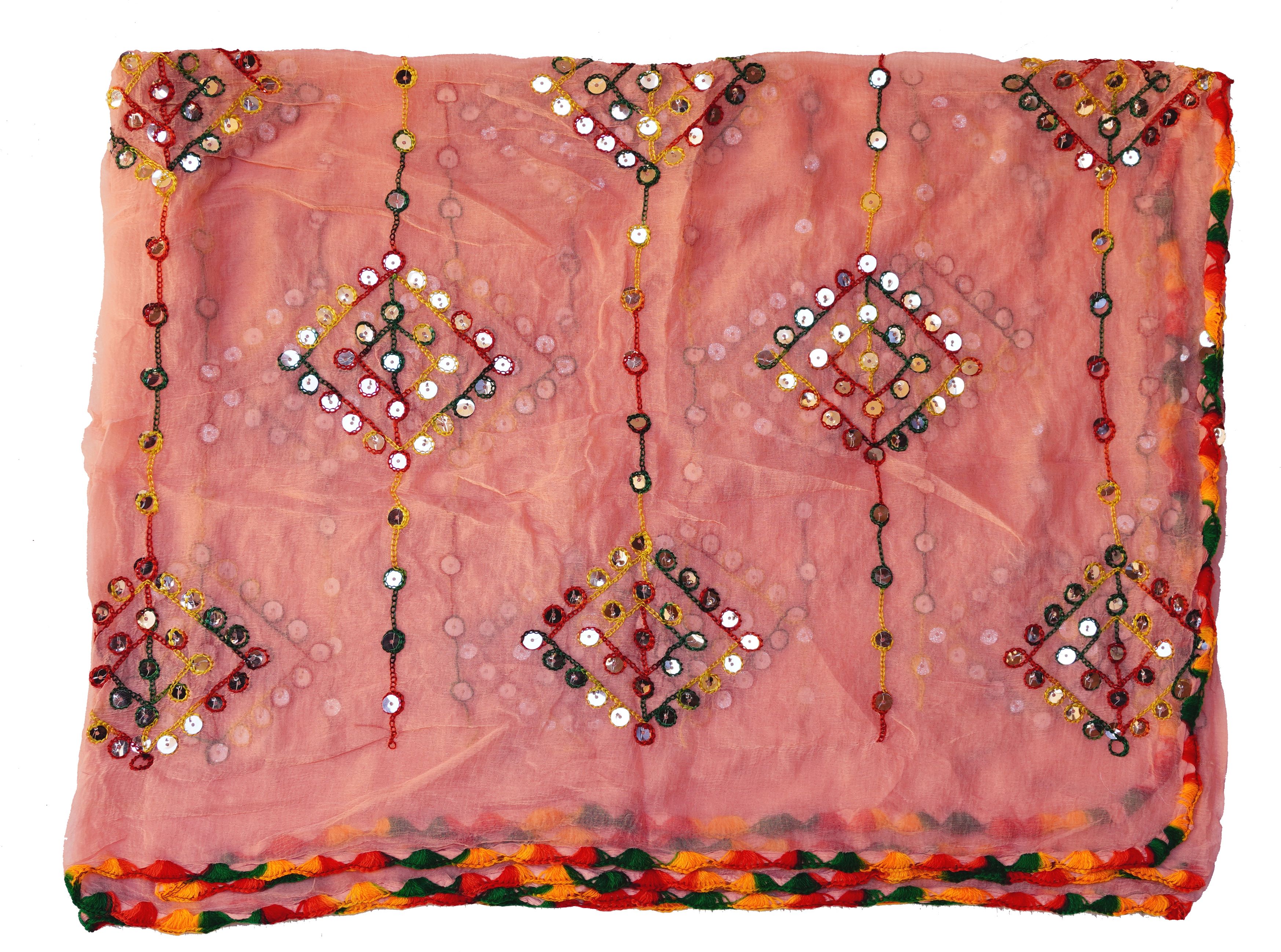 whiteheaven Chiffon Embroidered Peach Women Dupatta-picture-32