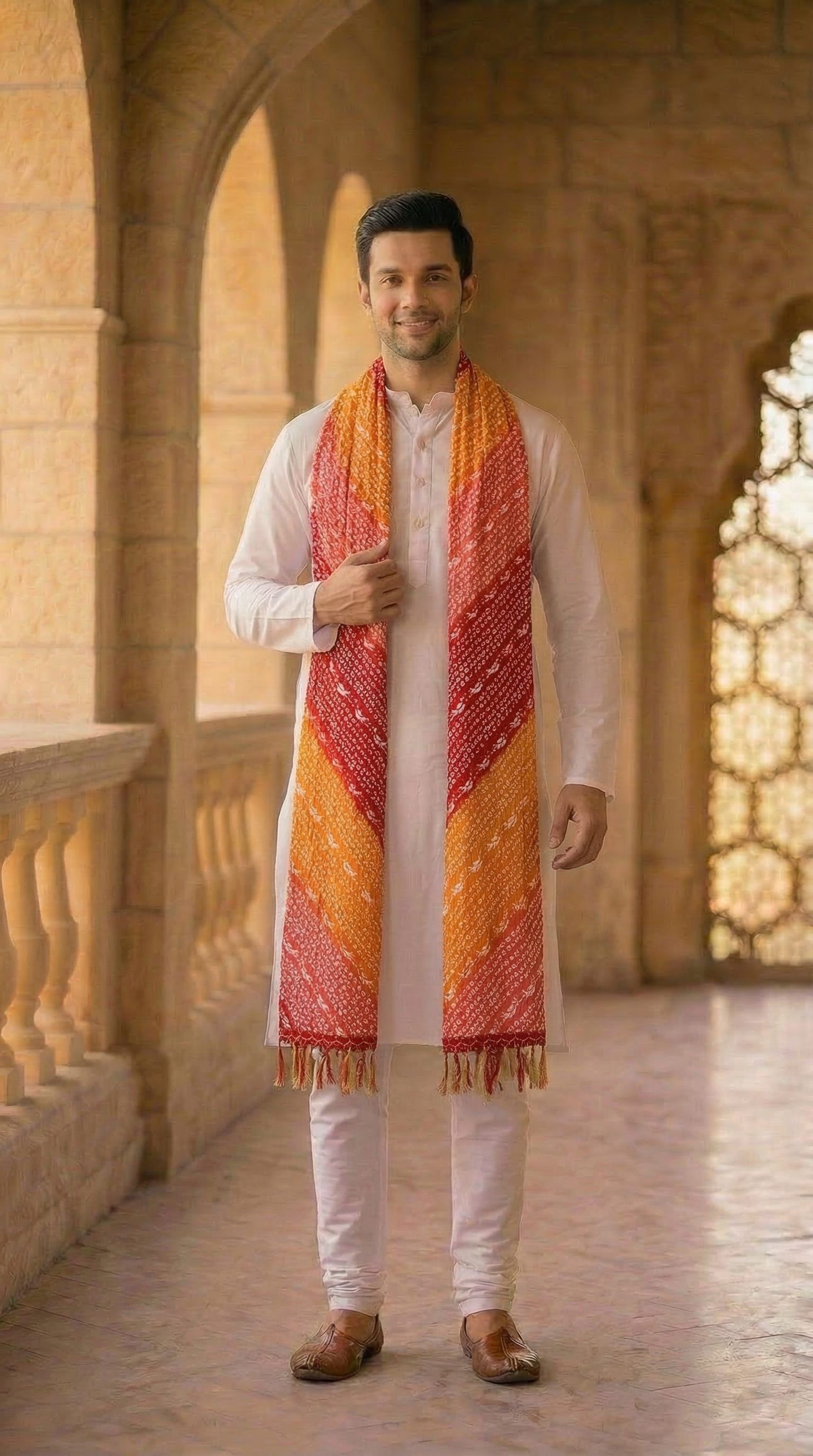 Chiffon Printed Red Men Dupatta-image-35