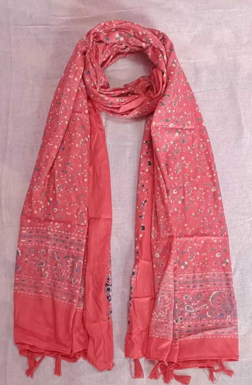 Cotton Silk Printed Orange Women Dupatta-image-25