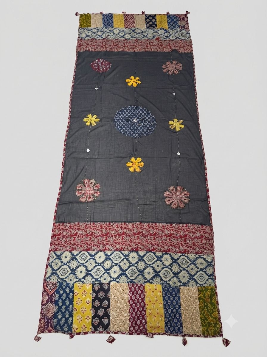 Pure Cotton Applique Black Women Dupatta-image-43