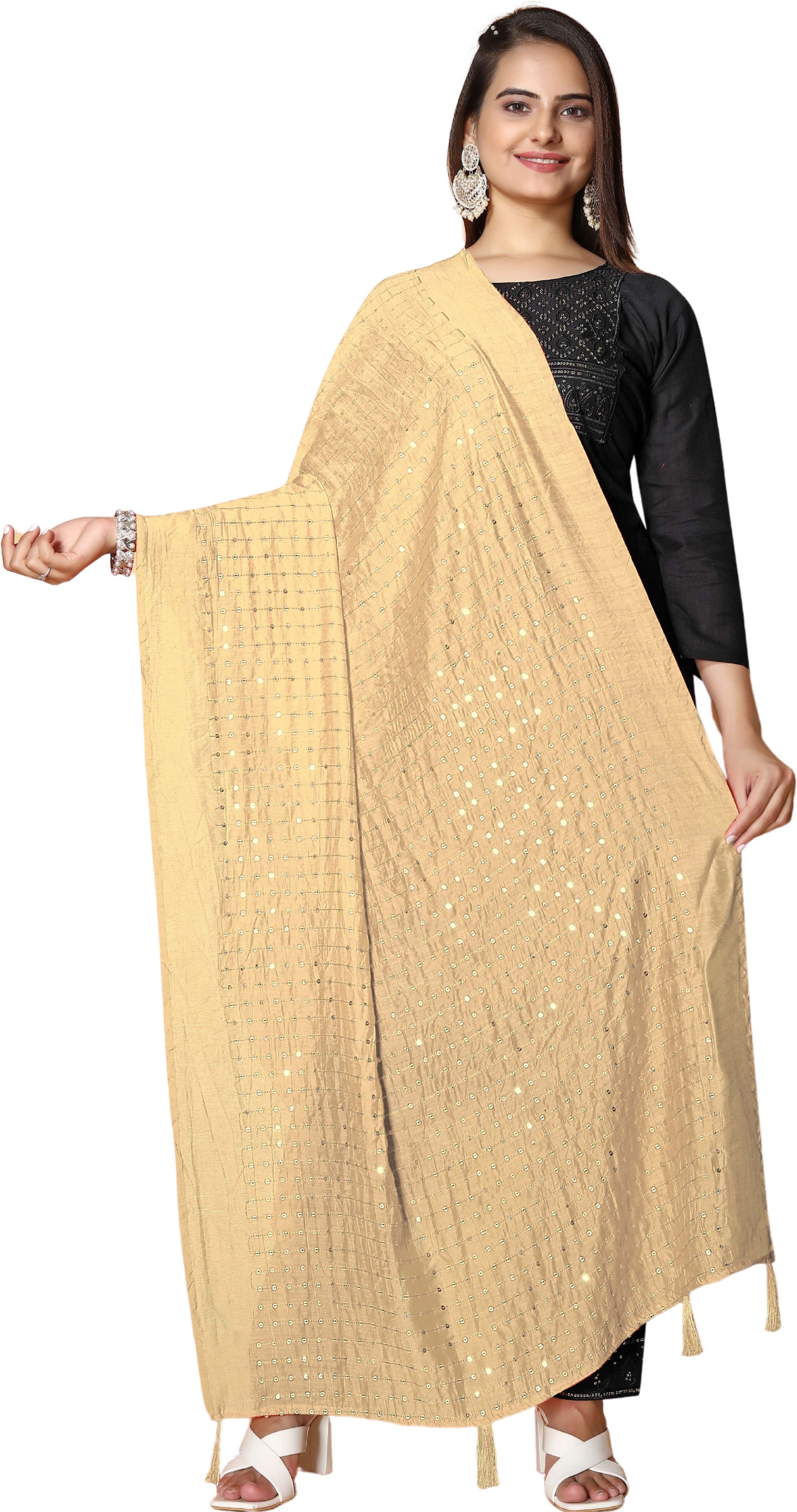 Pure Cotton Embellished Gold Women Dupatta