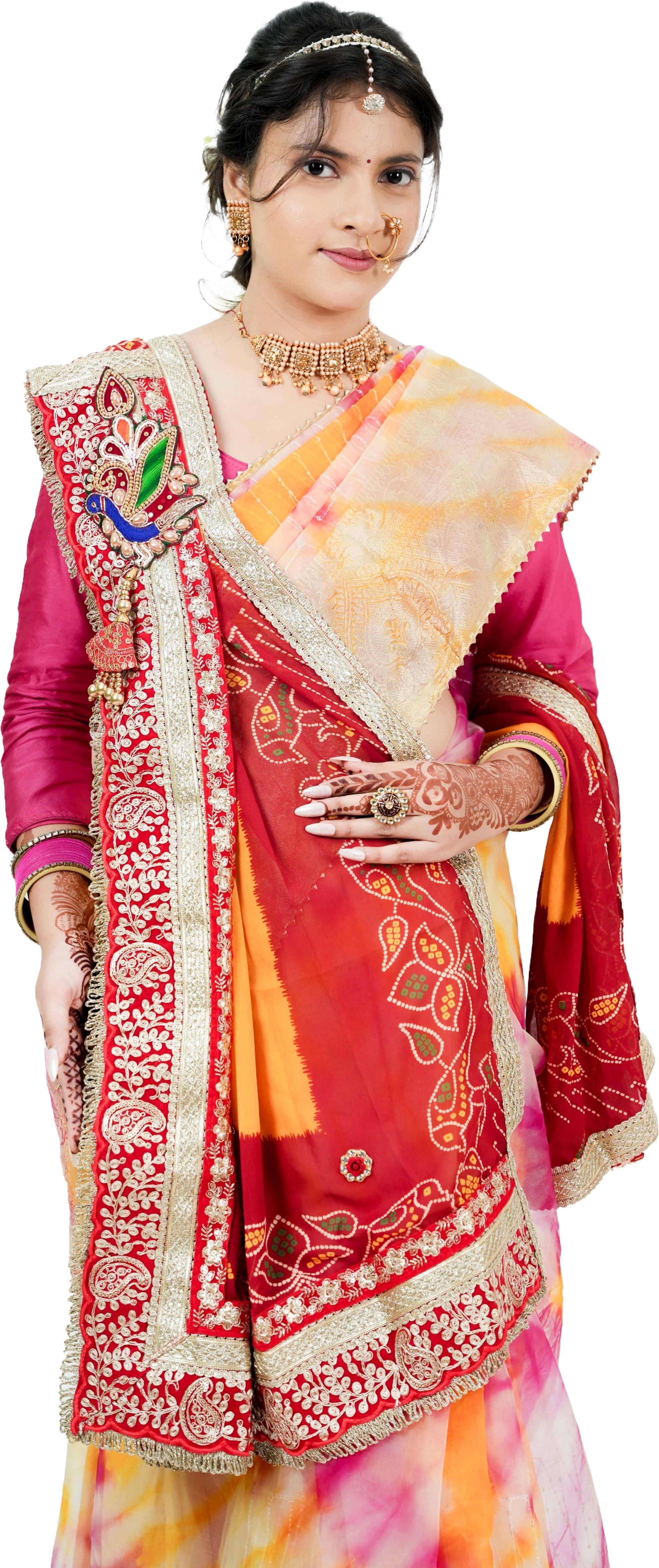 Poly Georgette Embroidered Yellow Women Dupatta-image-16