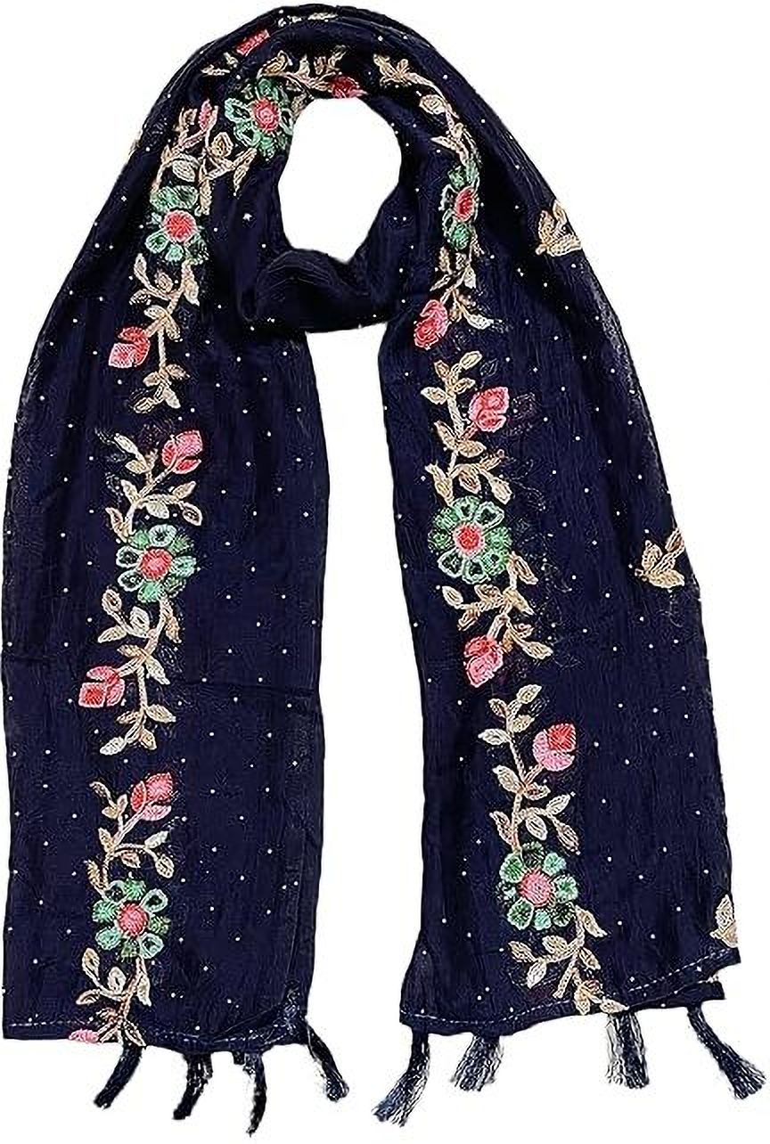 Poly Chanderi, Cotton Blend Embroidered, Floral Print Pink Women Dupatta-image-8