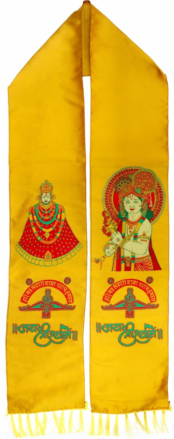 Cotton Silk Embroidered Yellow Men Dupatta-image-2