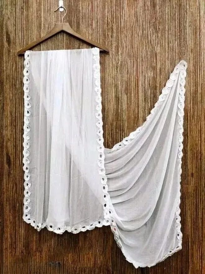 rang Chiffon Self Design White Women Dupatta-picture-48